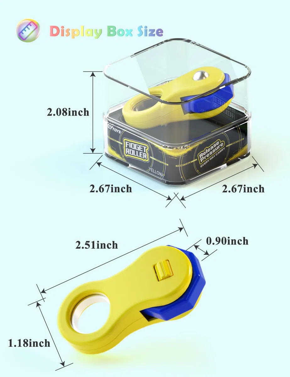 ROXENDA Giocattolo Rotante Fidget Roller, Hand Fidget Spinners Giocattolo Anti-Stress e Anti-Ansia, Perfetto per Bambini, ADD, ADHD, Autismo come Regalo（Giallo）