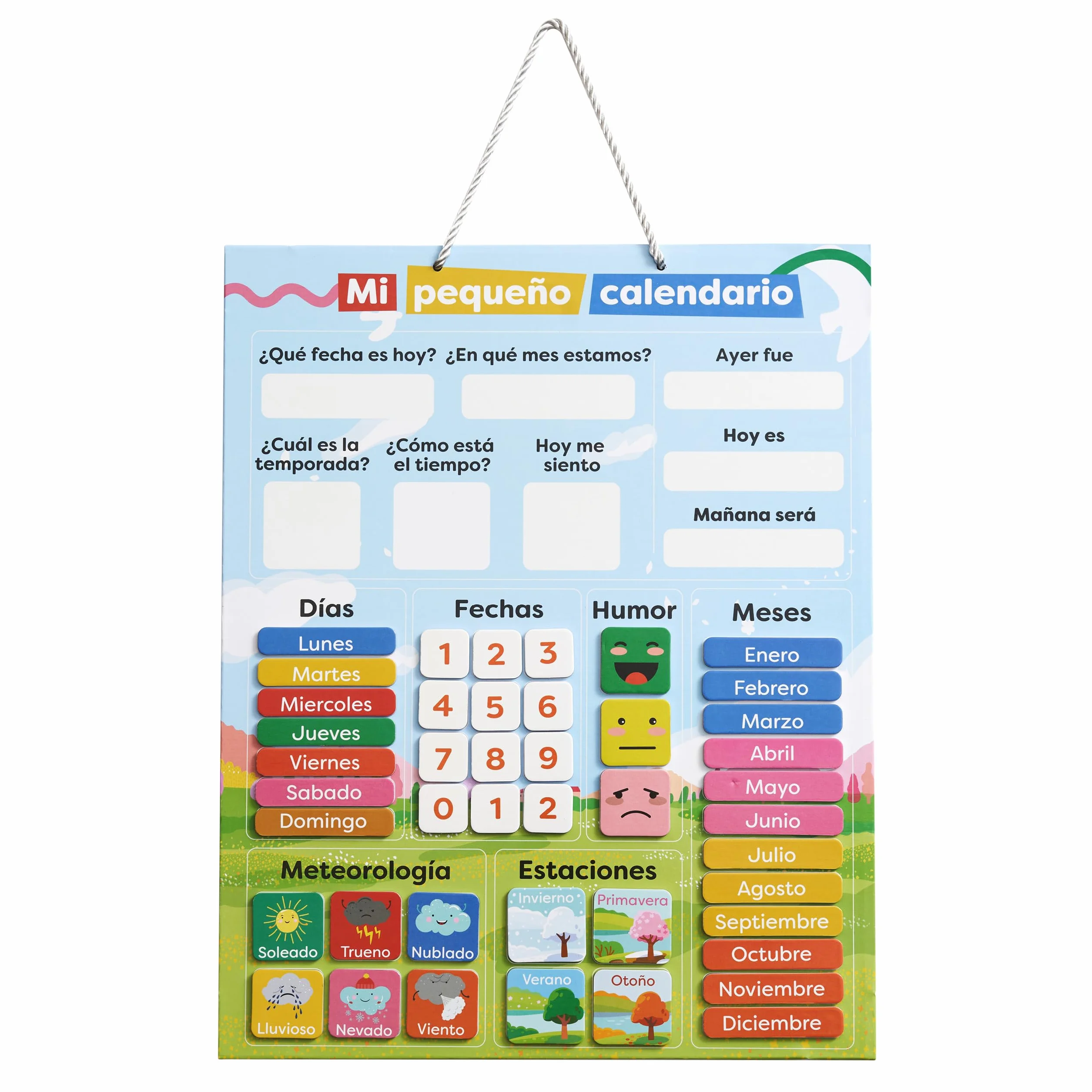 chuckle Spagnolo Calendario Magnetico Per Bambini Con Stagioni, Date E Tempo - 40 X 32 Cm - Divertente Gioco Di Apprendimento Per Bambini Dai 4 Ai 10 Anni