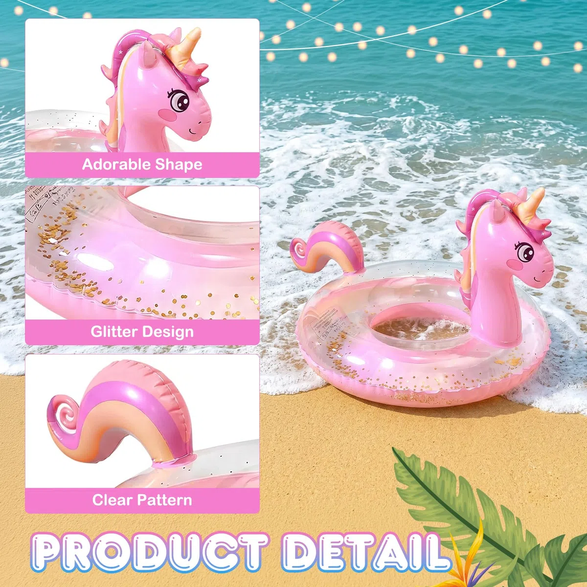 Salvagente Bambini, Salvagente Unicorno Fenicottero Pony Cigno, Ciambella Gonfiabile, 70/90 cm, Giochi Piscina, per Piscina e Spiaggia