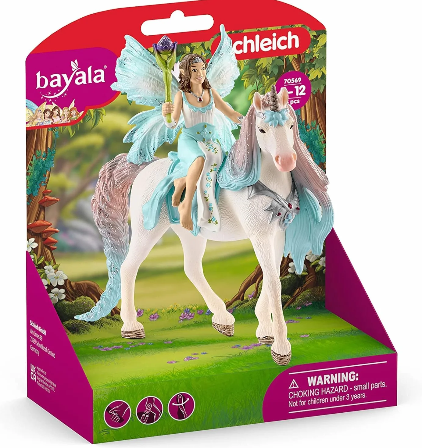 Schleich BAYALA | Eyela con principessa unicorno 70569 | set con personaggi, numerose funzioni e tanti accessori | regalo per ragazzi e ragazze | figura dai 5 anni | 8 x 15 x 18 cm