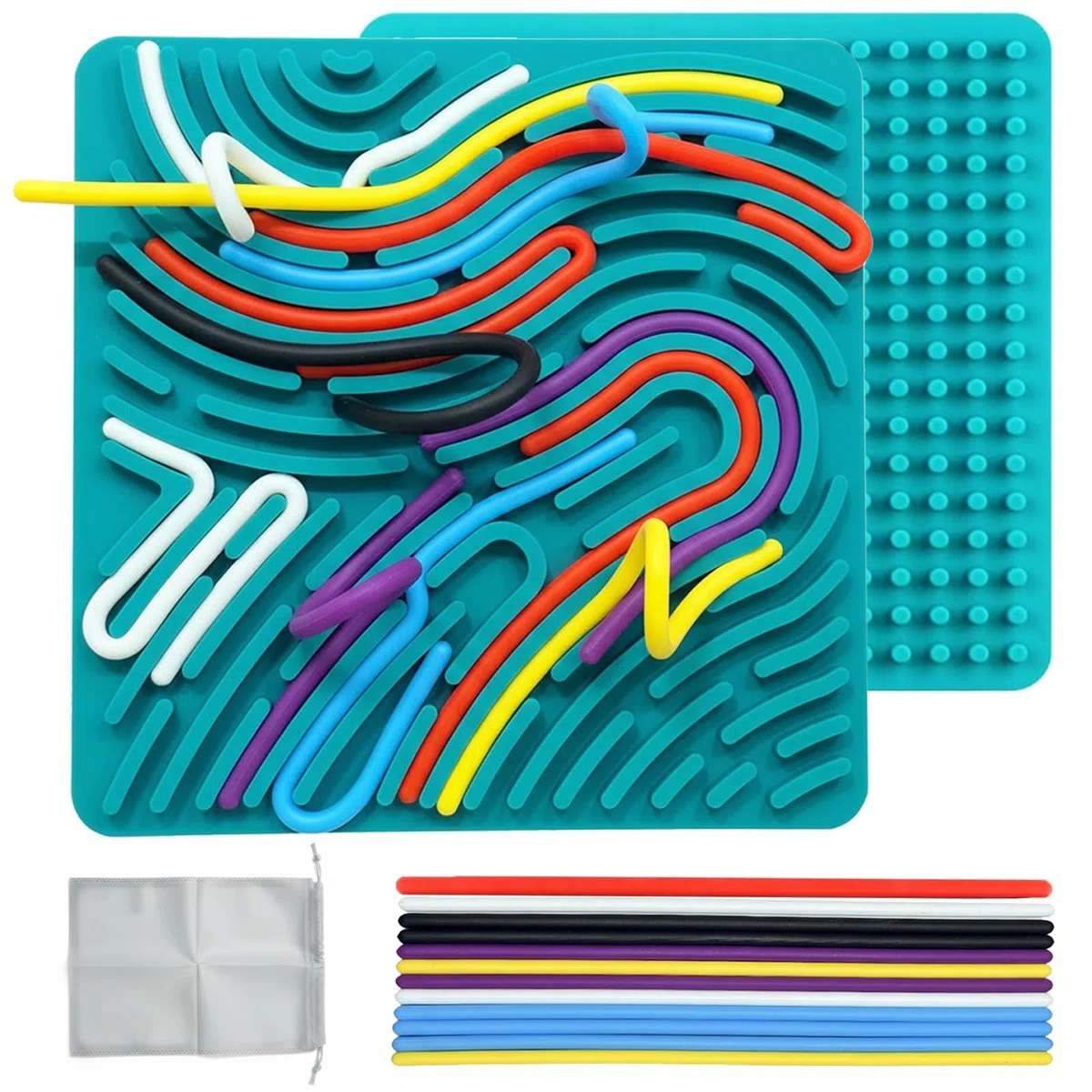 Sensorik Activity Board - Tavola da attività sensoriale doppia faccia per bambini 3+ e adulti, per calmare, ansia, ADHD e autismo, per borsa da viaggio e 15 corde (verde)
