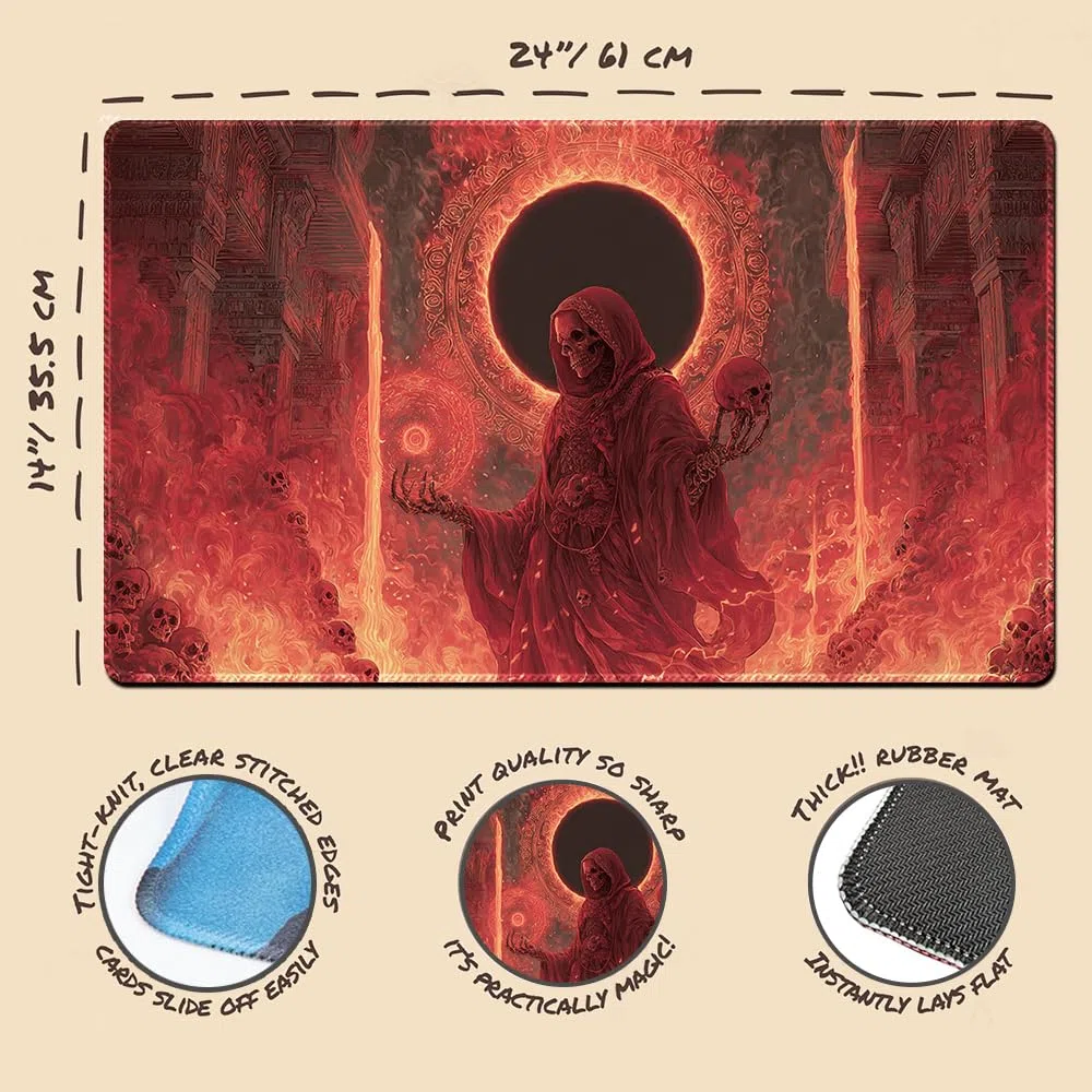 MTG, tappetino da gioco con custodia impermeabile nera, dimensioni 60 x 35 cm, con bordi cuciti MTG, tappetino da gioco con carte collezionabili, tappetino da gioco TCG (senza zona, 11)