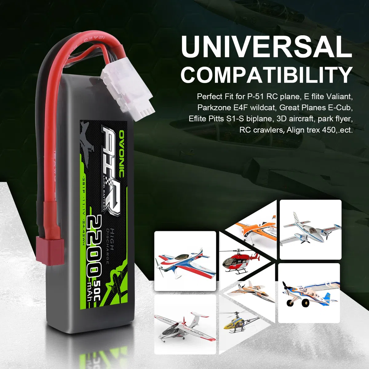 OVONIC Batteria Lipo 3s 11.1V 50C 2200mAh Lipo con Deans Plug per RC Auto Barca Camion Heli Aereo Quadcopter Elicottero Multi-Motore Hobby FAI DA TE