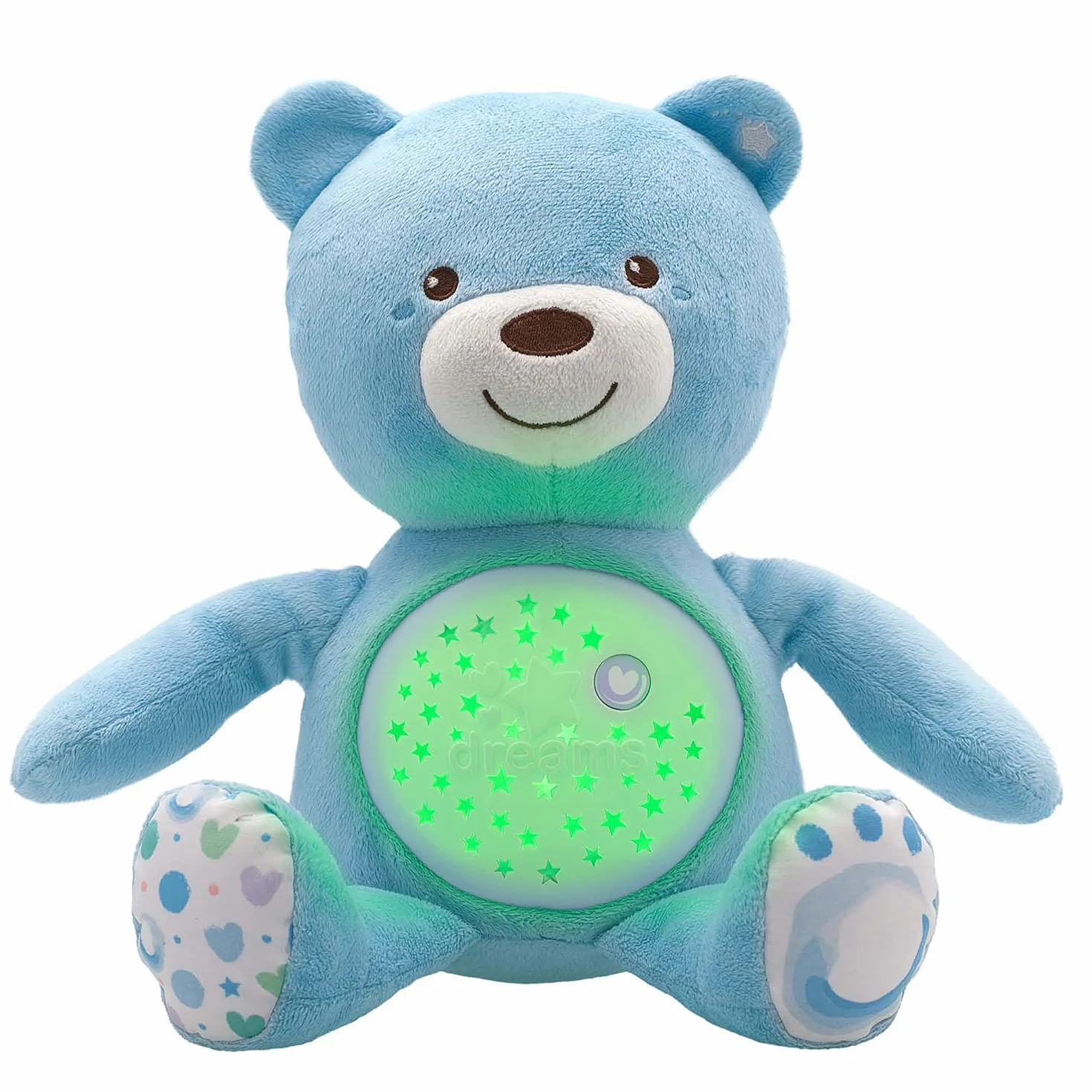 Chicco First Dreams Orsacchiotto Peluche Baby Bear, Soffice Pupazzo Proiettore con Luce Notturna Bambini, Effetti Luminosi e Rilassanti Melodie, Azzurro - Giochi Neonato 0 Mesi +