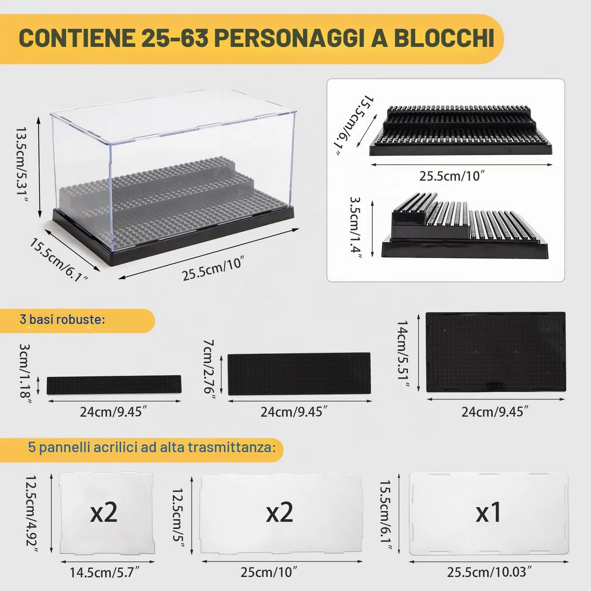 Minifigures Vetrina Espositiva per Lego Contenitore Acrilico Vetrinetta Collezionismo Modellismo Antipolvere Modellini Auto Scatola Plexiglass Trasparente Personaggi Minix Collectible Figurines Porta