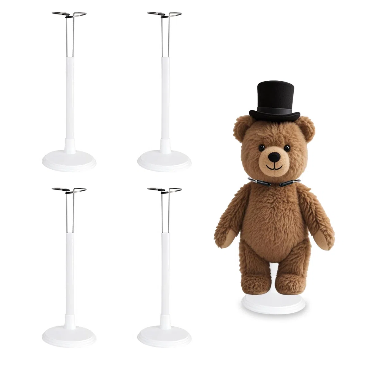 4 Pezzi Supporto per Bambola Regolabile, Supporti Espositore per Bambole Supporto per Bambolei, Bia Nco Supporto per Action Figure Stand Espositore per Bambola Orsacchiotto Ultraman (20-28cm, Bianco)