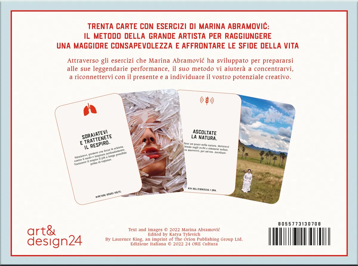 Art&Design24 Metodo Marina Abramović - Set di Carte, Cofanetto con 30 Schede Didattiche con Consigli e Esercizi di Marina Abramović, Idea Regalo
