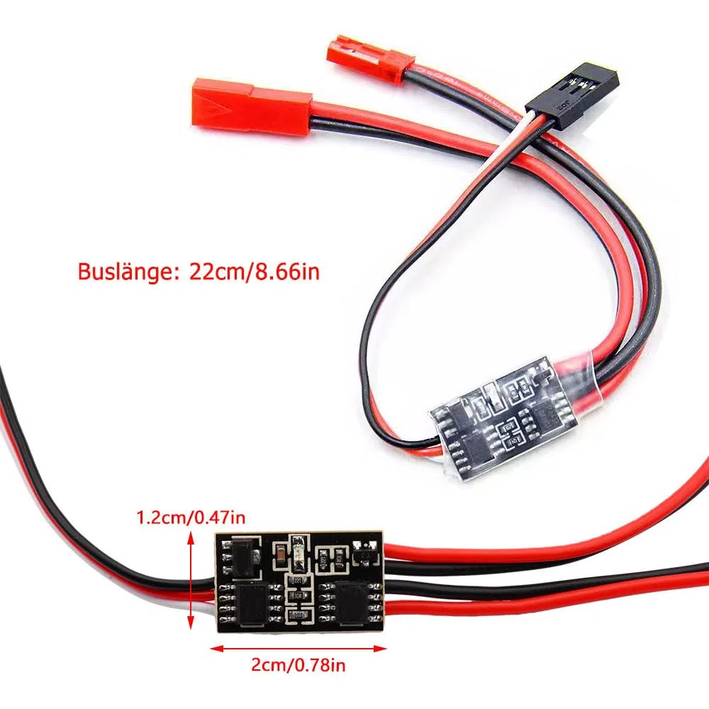 GERUI 2 interruttori elettronici radiocomandati da 20 A ad alta corrente 3 – 30 V RC relè interruttore on/off per RC auto, camion, barca, luce LED drone