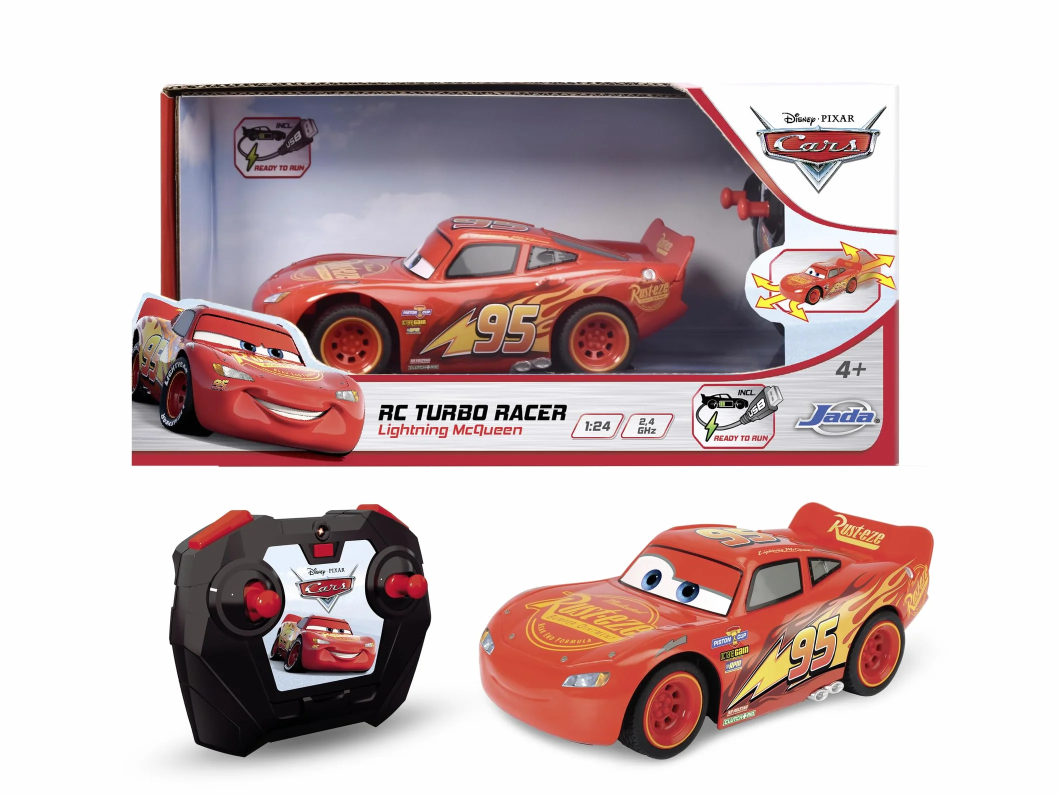 Dickie Toys - Radicomando di Cars Saetta Mc Queen 1:24, 17 cm, +4 anni, 203084038