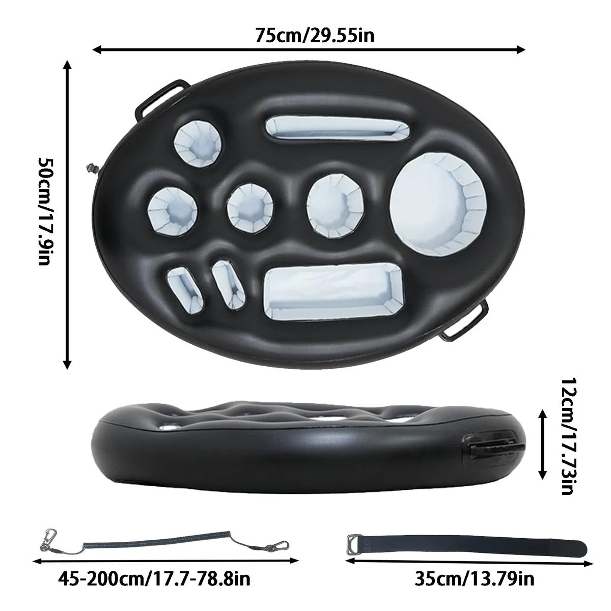 Vassoio Galleggiante per Piscina 9 Fori, 2-in-1 Portabibite Gonfiabile Piscina con Corda Trazione, Grande Portabicchieri Piscina, Bar Galleggiante Adulti Festa Estive in Piscina Gadget Piscina