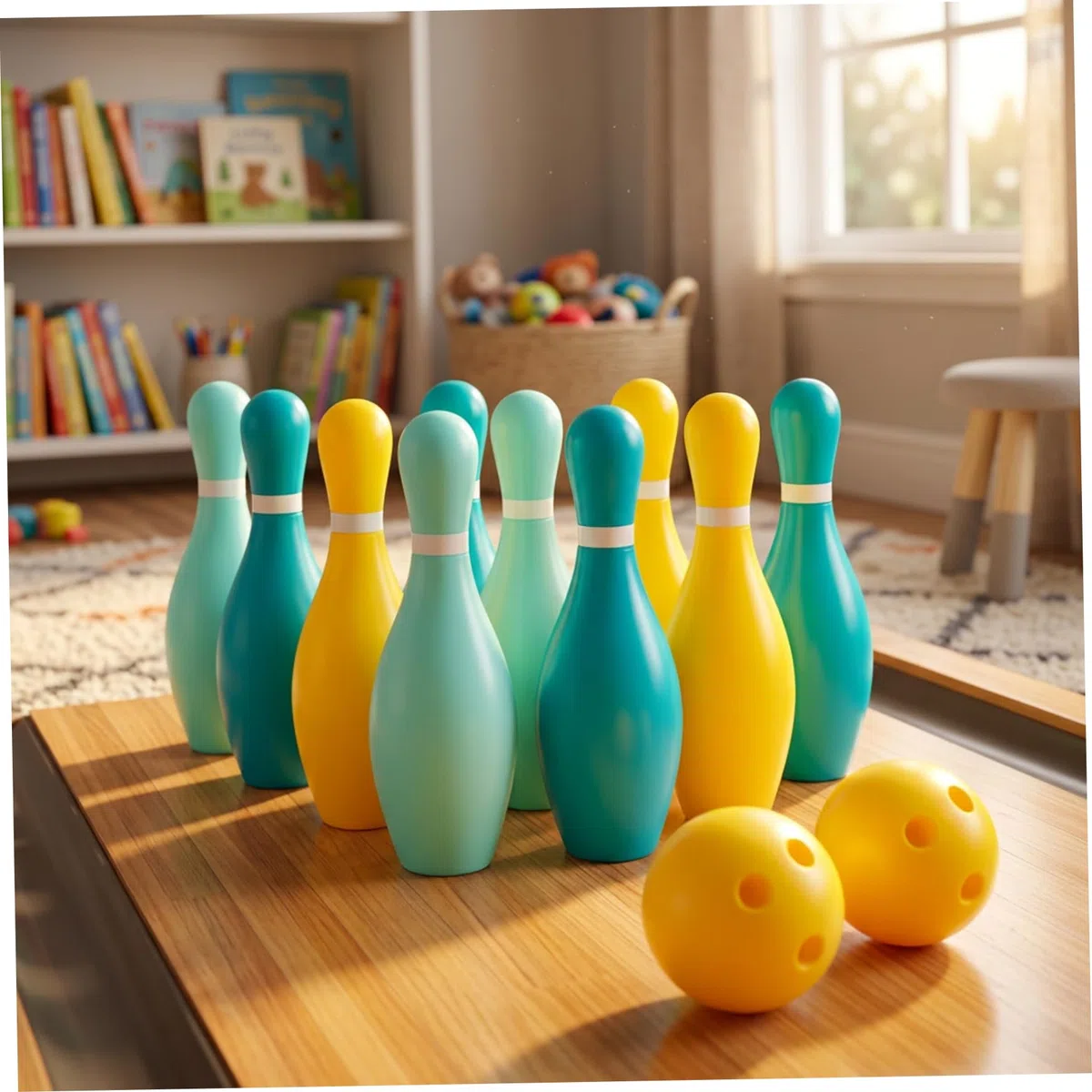Set da bowling per bambini con 10 birilli e 2 palline - Giochi da bowling in plastica per bambini, giocattoli sportivi per interni ed esterni con birilli facili da colpire per la coordinazione