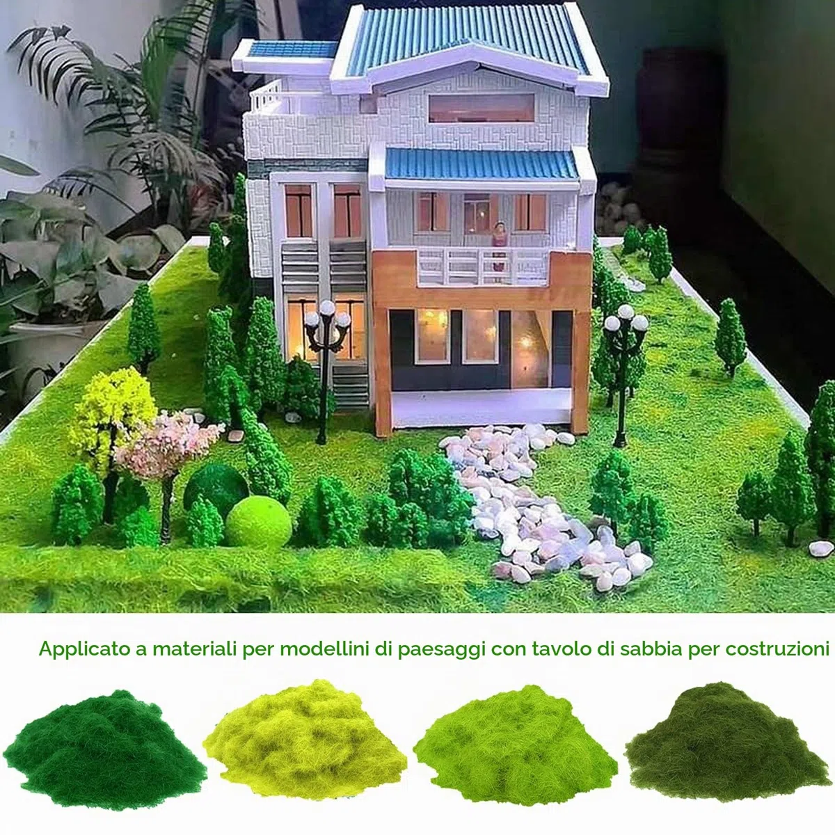Mini floccaggio di Erba statica, applicatore per Mini floccaggio a Quattro Colori, applicatore in ABS con Impugnatura Antiscivolo per Strumento Manuale per modellazione scenica Fai-da-Te