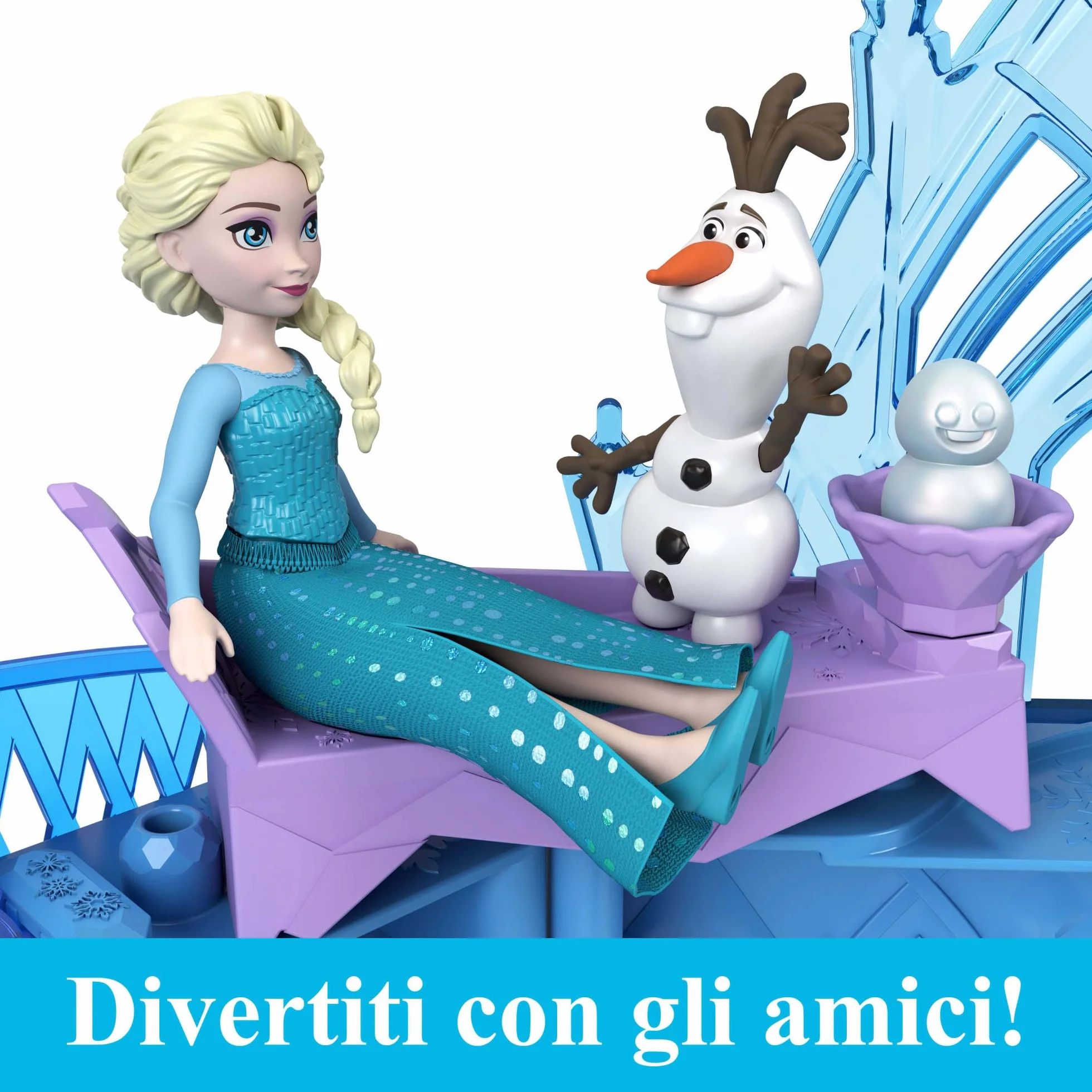Mattel Disney Frozen - Il Palazzo di Ghiaccio di Elsa, set castello componibile ispirato al film con mini bambola e 8 accessori inclusi, giocattolo per bambini, 3+ anni, JDP63