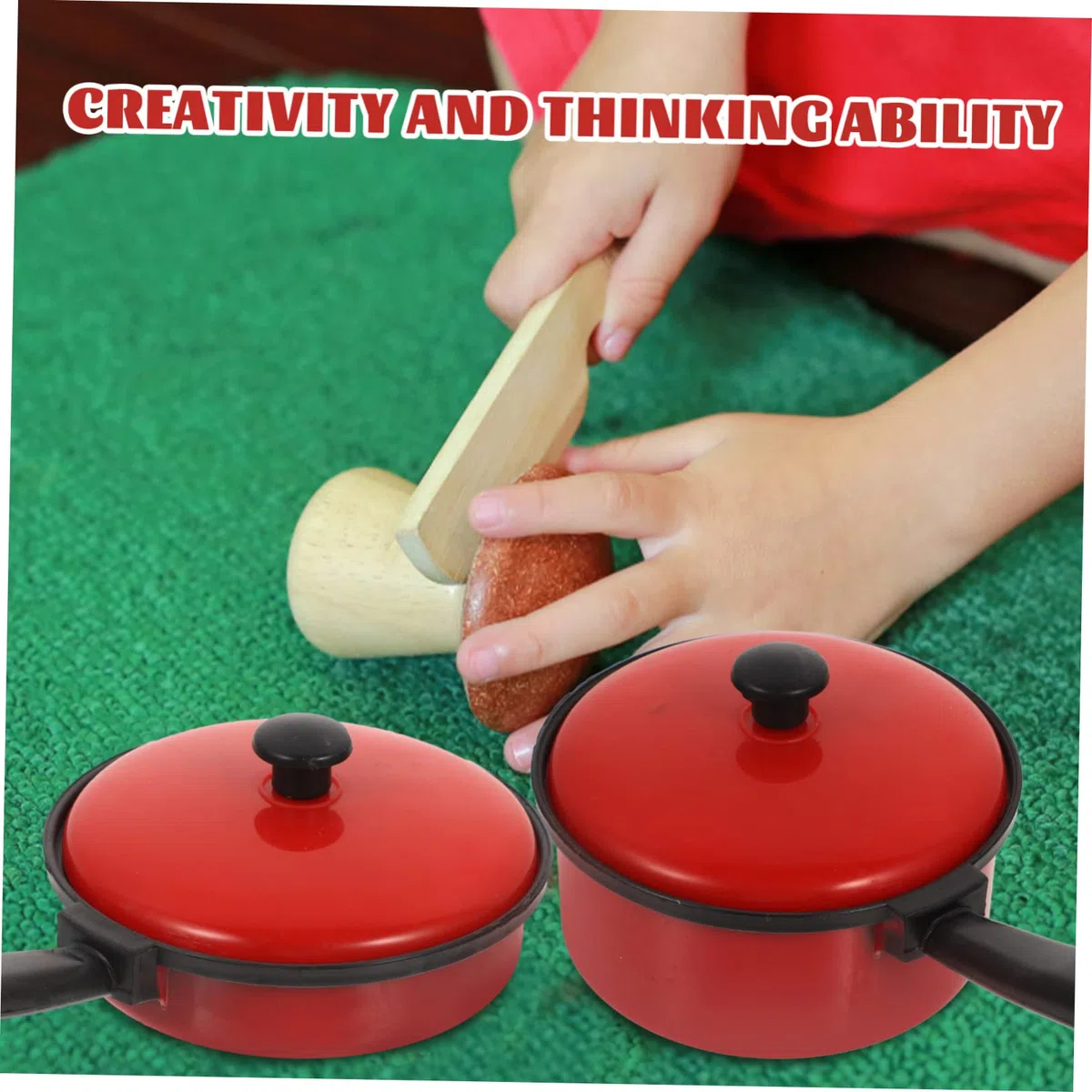 HEMOTON giocattolo da tavola vestito per bambini di legno mini giocattoli set da gioco in legno pentole da gioco per la casa utensili da cucina per la casa cibo stoviglie padella impostare