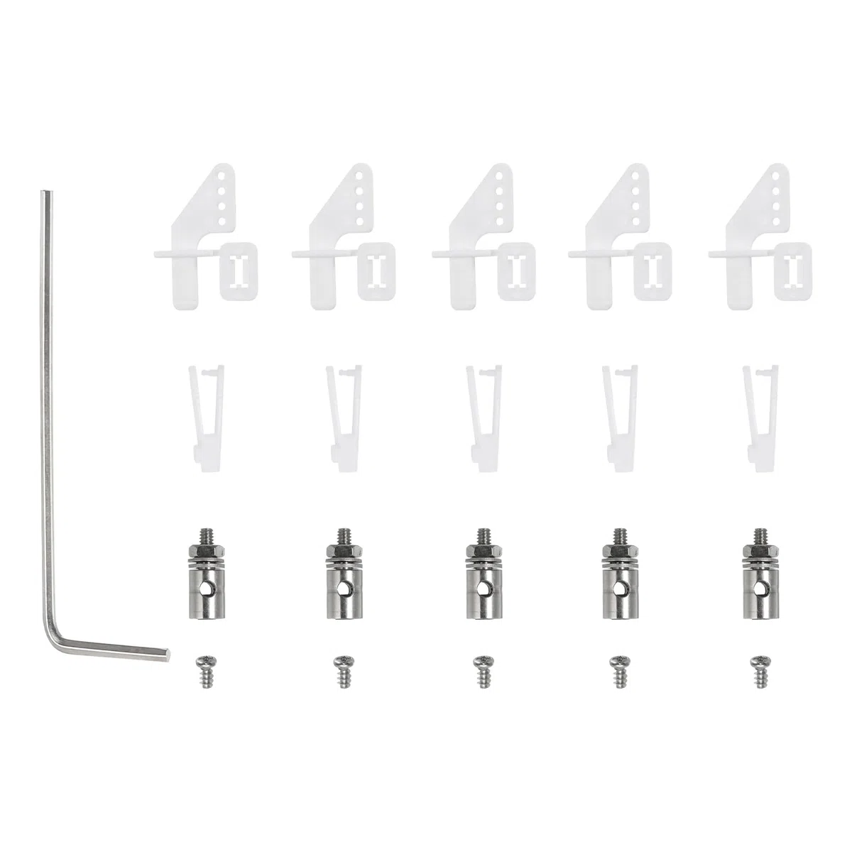QUARKZMAN 5pz 1,2x200mm Parti delle Aste di Spinta Z & 5pz 1,3mm Fermo Collegamento Connettore Asta Spinta Regolabile & 5pz Trombe Controllo in nylon per Sostituzione Modello Auto RC Barca