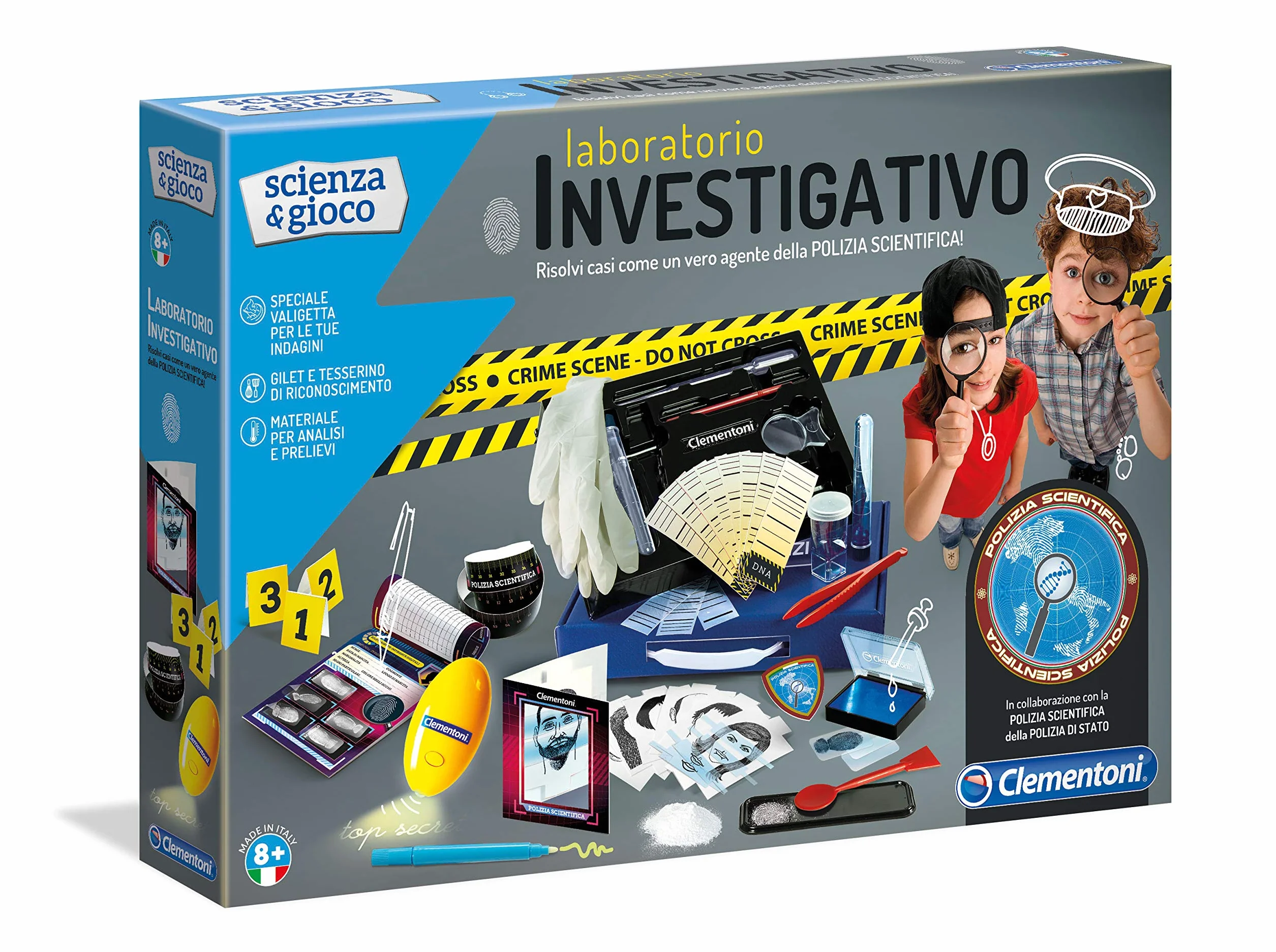 Clementoni - 19072 - Scienza e Gioco - Laboratorio Investigativo - Made in Italy - Laboratorio esperimenti, Gioco scientifico Bambini 8 Anni+ (Versione in Italiano)