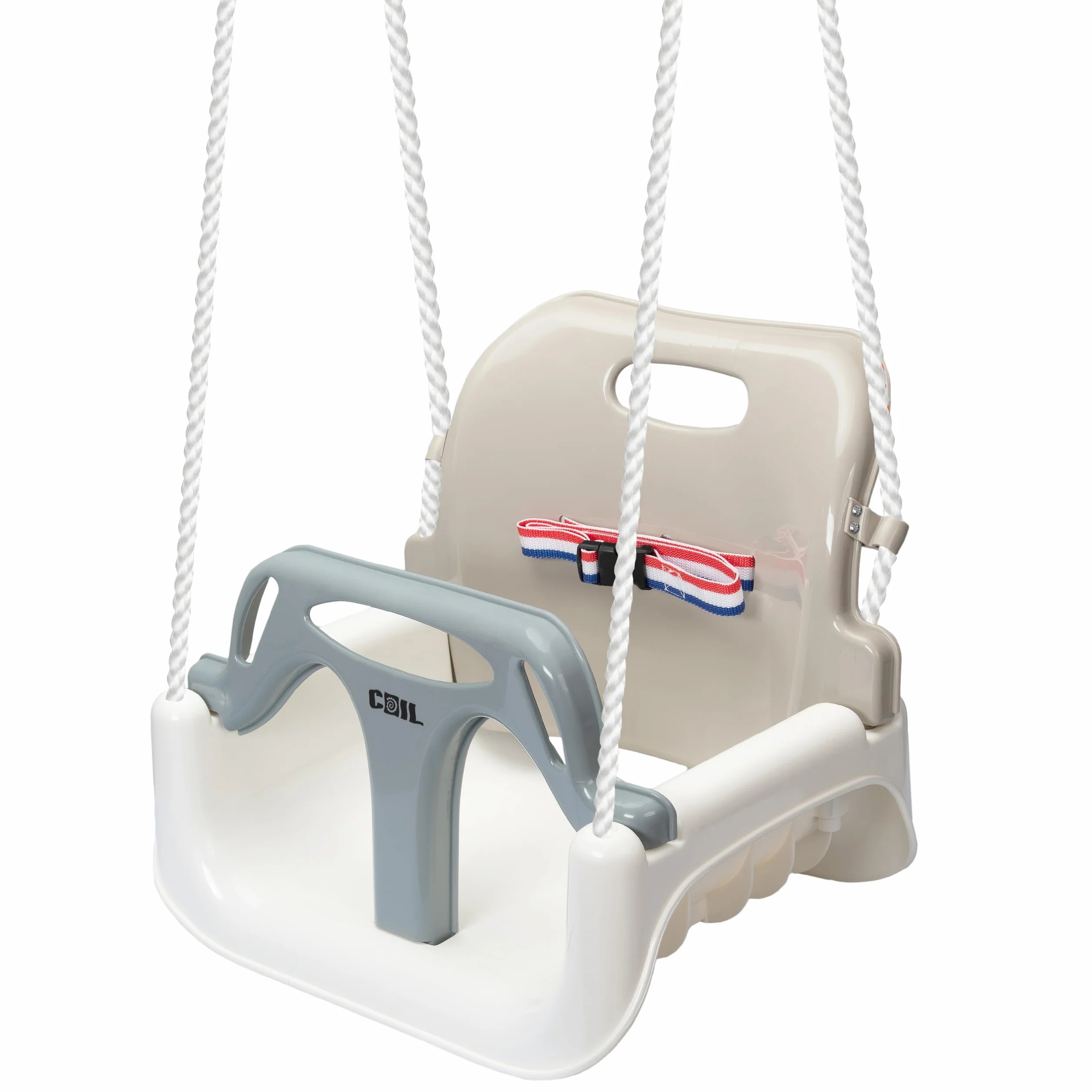 COIL Altalena per Bambini Outdoor 3-in-1, Altalena per Bambini Regolabile, con Schienale, Altalena per Bambini per Interni, Seggiolino per Altalena per Bambini, Altalena per Bambini (Beige)