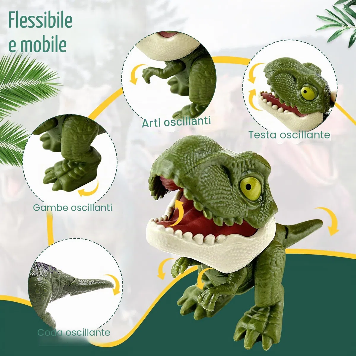 Mini Dinosauro Set ABS per Dita, Morso Dino per Bambini, Ragazzi e Ragazze - 10 Pezzi in Colori Misti