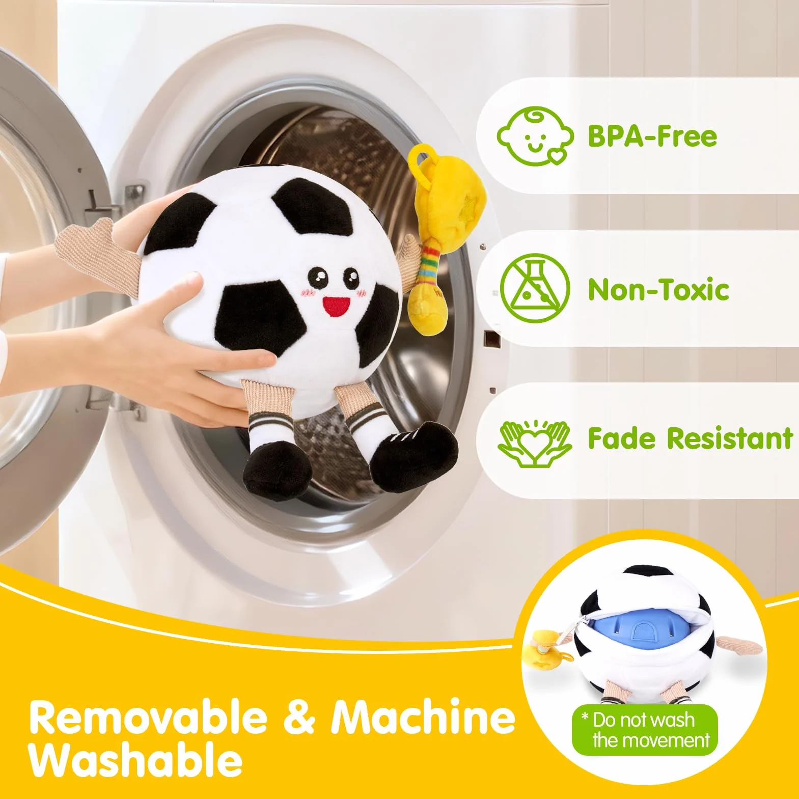 hahaland Giochi Neonato 3 6 9 Mesi, Peluche Calcio Giocattolo Interattivo con Musica e Registrazioni, Gattonare Giochi Regalo Bambini 1 Anno