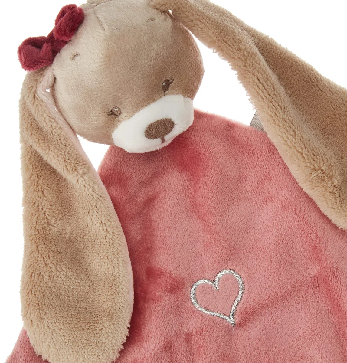 Nattou Pupazzetto Fazzoletto Mini Nina Il Coniglietto, con portaciuccio, 30 x 20 x 5 cm, Nina, Jade e Lili, Beige/Rosa, 987141
