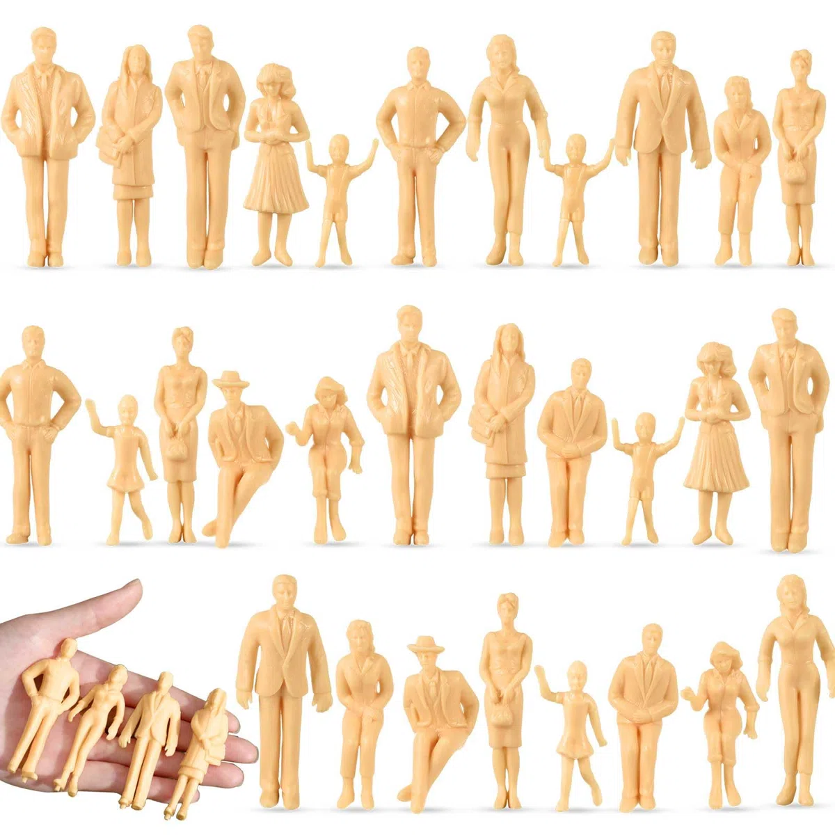 Namalu Set di 30 statuette architettoniche 1:25 in plastica dipinte per modellino e treno
