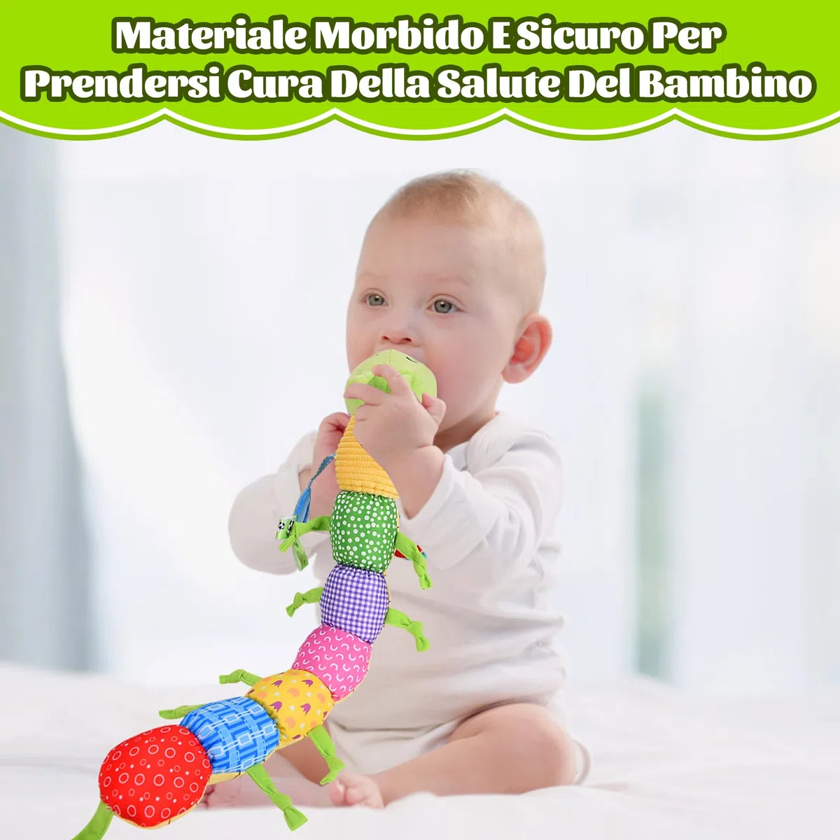 Herenear Bruco Musicale Peluche Giocattolo, Cuscino Grande Morbido Con Increspature Multisensoriali per Infantili