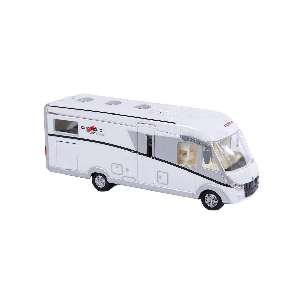Camper giocattolo Globe Carthago, 16 cm, con luce, motore, illuminazione interna e tetto rimovibile, incluse batterie - 510008, Unisex
