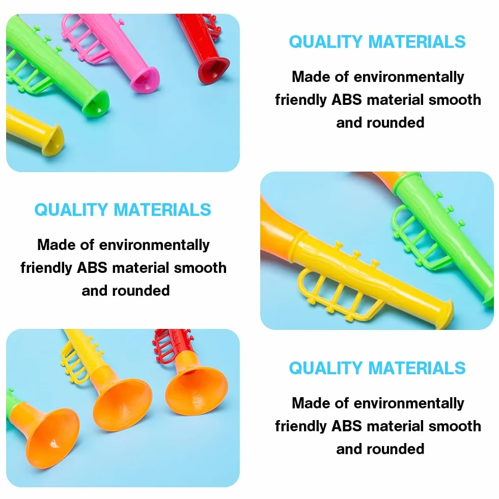 25 Pezzi Trombe Plastica Trombetta Giocattolo Bambini Vuvuzela Portatile Giocattolo Tromba Strumenti Musicali Bambini Mini Tromba Produttori di Rumore Trombetta per bambini, Colorato, 10*3.8cm