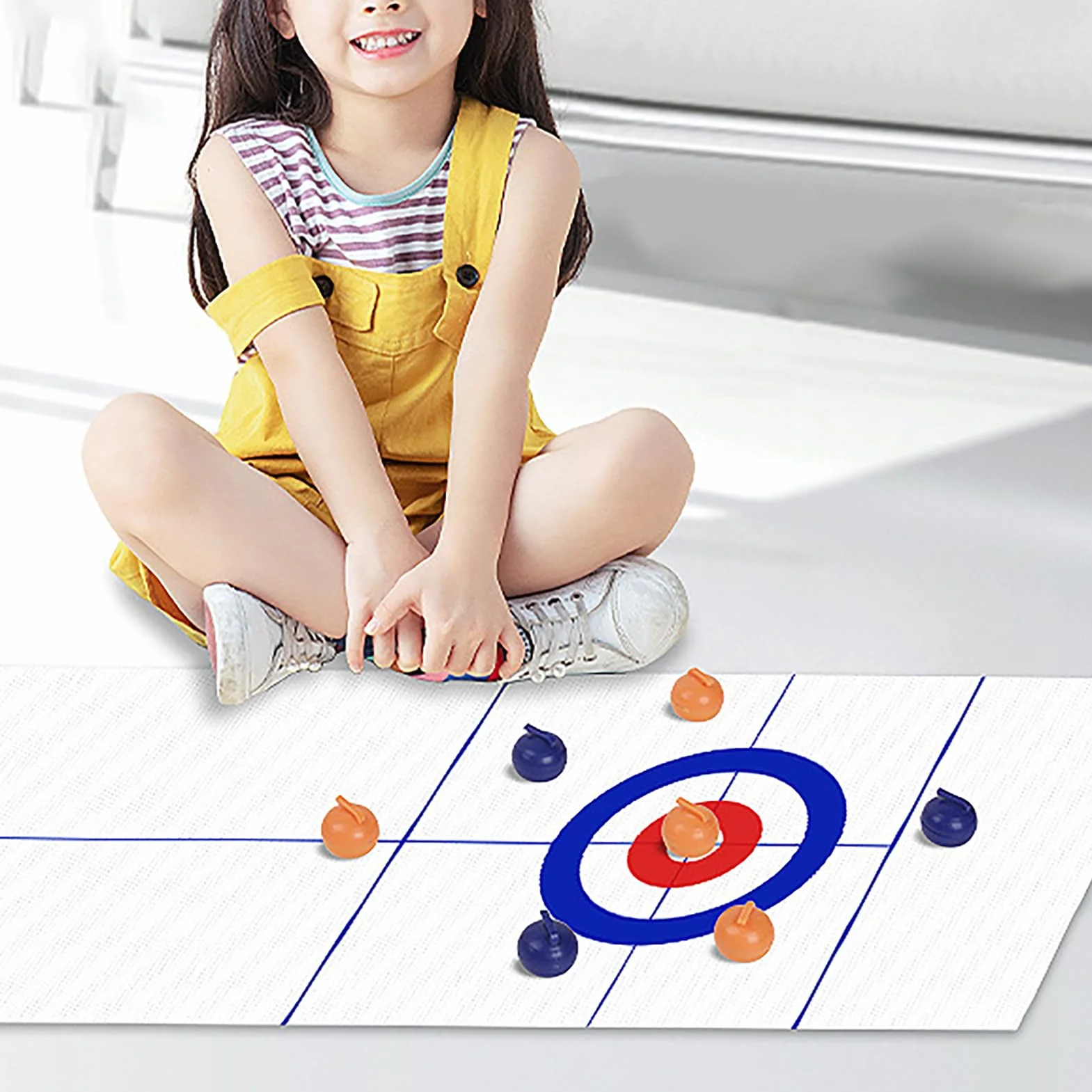 Générique Curling de – Mini Gioco Sportivo di Pellet, Kit di Gioco da Scrivania Indoor | Tappetino Attività Familiare Multifunzionale da 53 x 10 Pollici per Intrattenimento Tempo Libero a Casa con Uno
