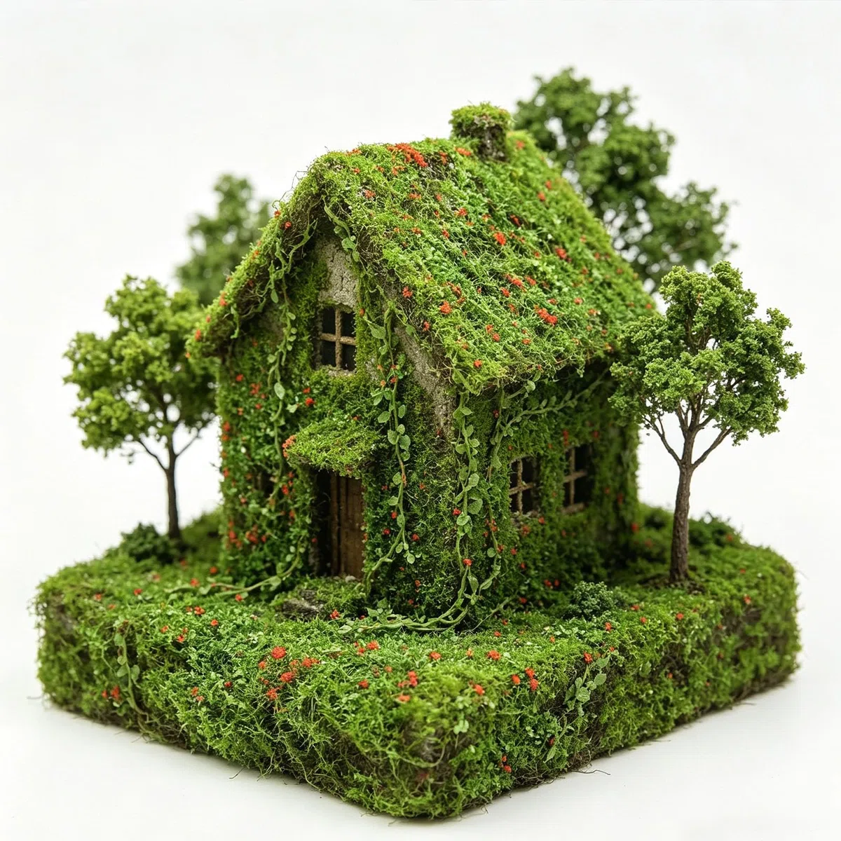Cayway Rampicanti Miniature Mimetica, Ciuffo D'erba Statico per Modellismo Ferroviario Paesaggio, Accessori Diorama, Scenografia, Verde Rosso
