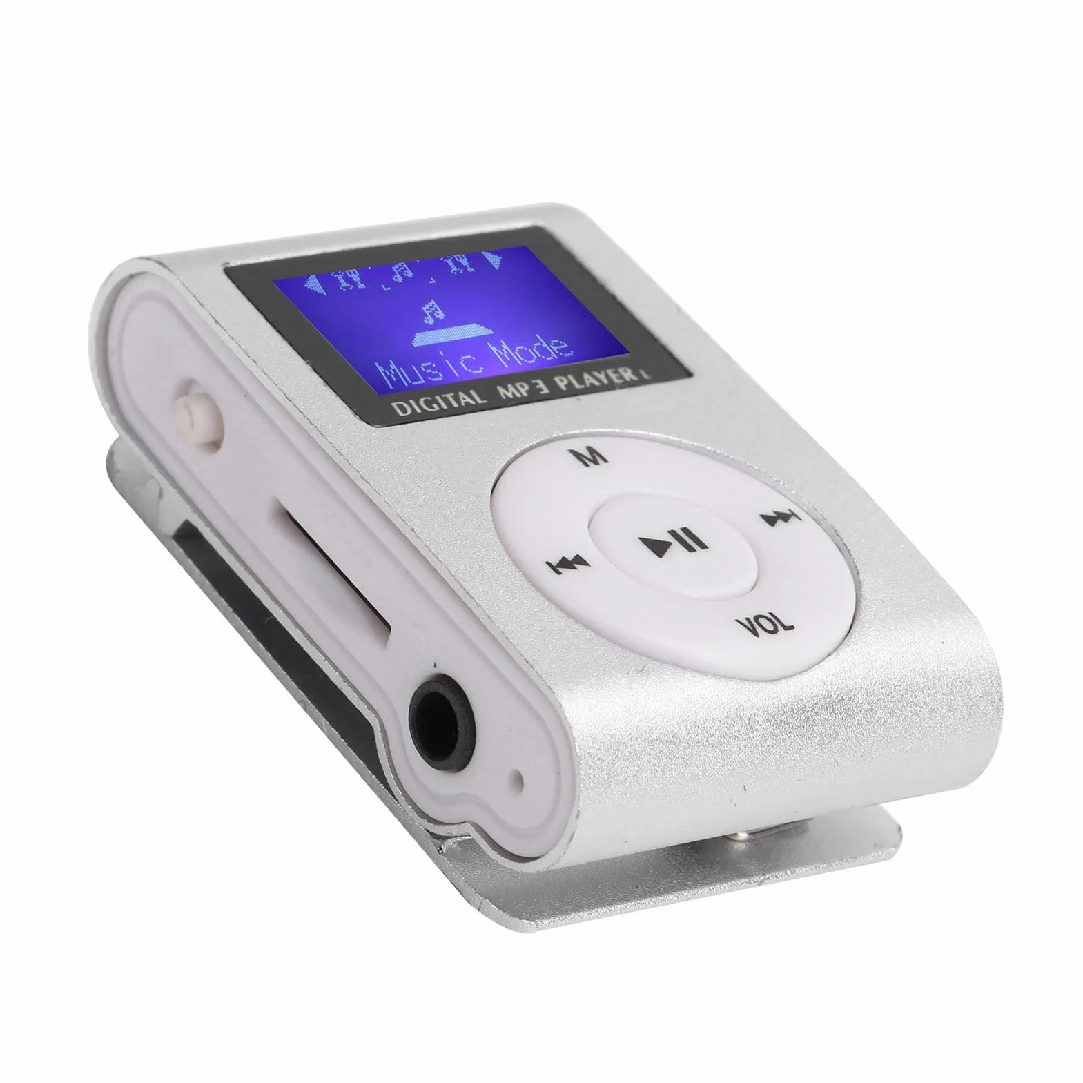 Mini Lettore Musicale MP3 da 32 GB, Lettore MP3 con Display LCD Mini, Lettore MP3 con Clip Posteriore Lettore Musicale Sportivo con Scheda TF Soppurt Audio da 3,5 Mm(d'Argento)