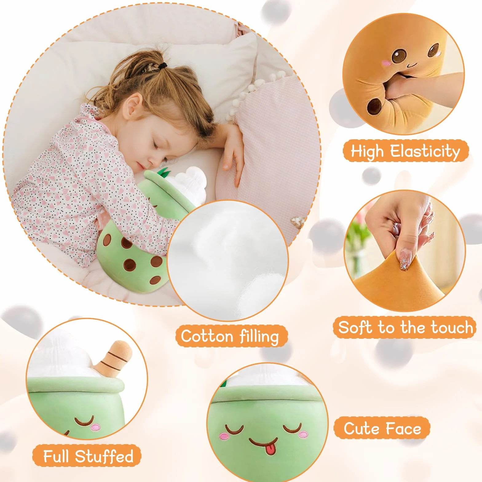 Bubble Tea Peluche, 35cm Cuscino Morbido a Forma di Tazza Boba, Peluche Kawaii per Decorazione Letto, Divano, Ufficio, Camera, Arredo Casa, Antistress per Adulti (Caffè)