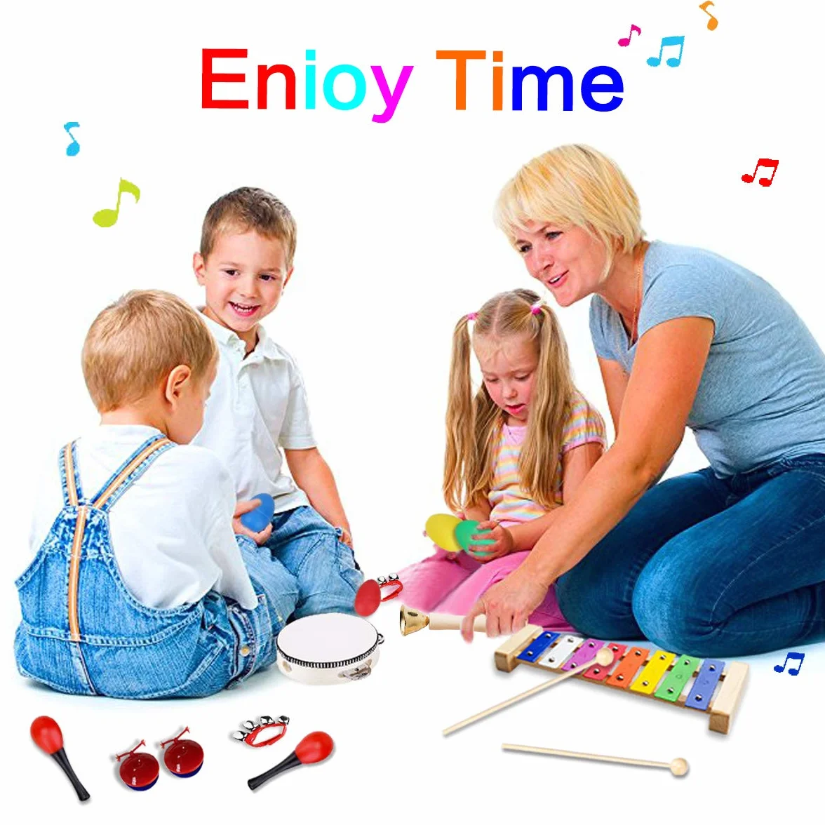 Strumenti Musicali per Bambini, Ulifeme 24 Pezzi Set Strumenti Musicali Percussioni Giocattolos in Legno, Giochi Musicali per Bambini, Regali Musicali Giocattoli con Una Borsa per il Trasporto