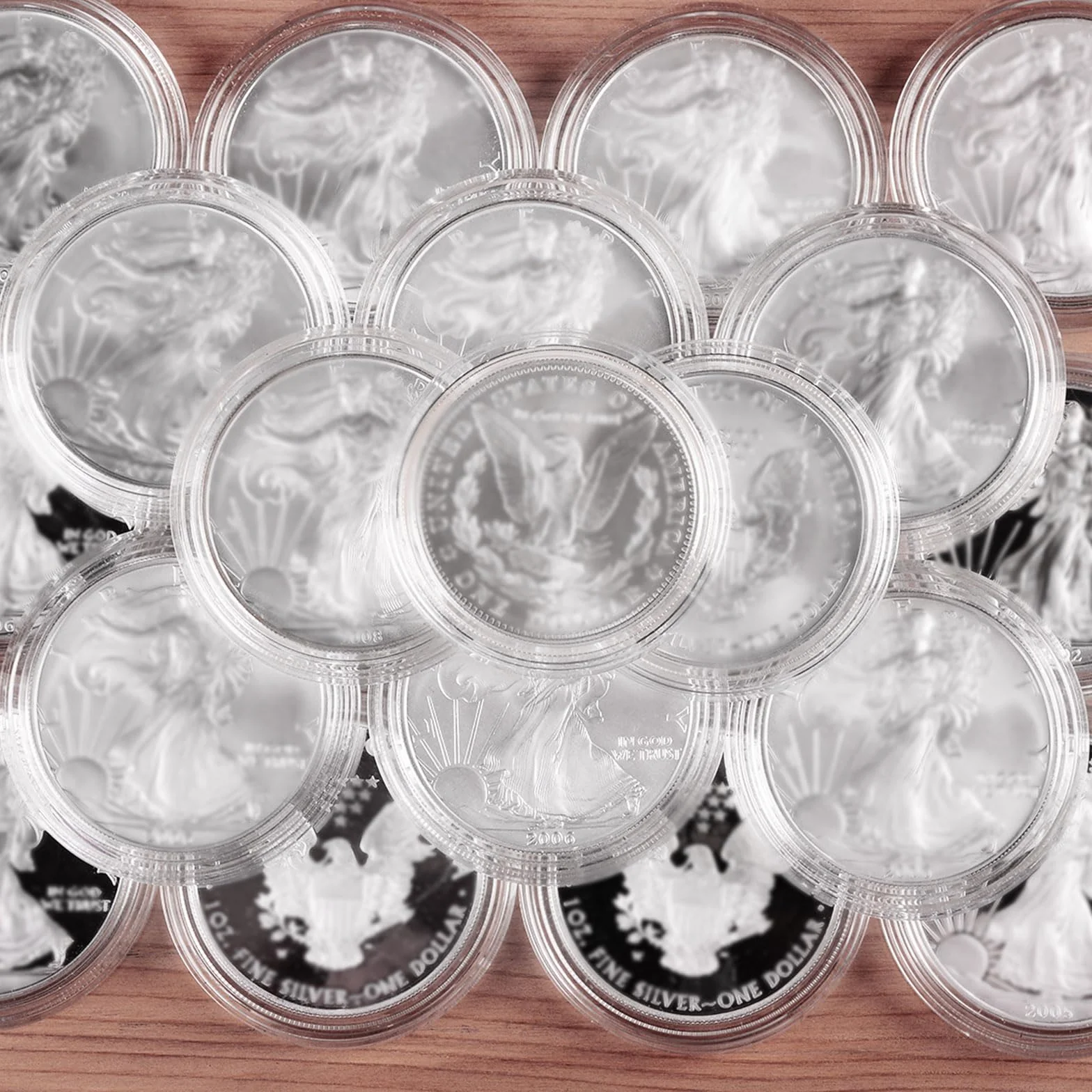 QUARKZMAN 20 Pz 23mm Portamonete per Dollaro D'Argento, Coperture in Capsula di Plastica Trasparente in Acrilico Contenitore Rotondo per La Collezione di Monete D'Argento O Tag Nfc