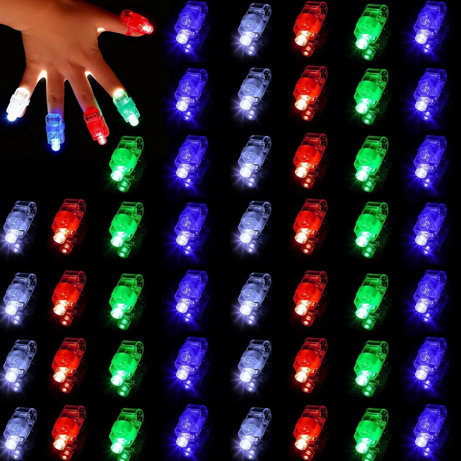 HhBdy 48 Pezzi Luci da Dito, Giocattoli Illuminati a LED Multicolore Bastoncini Luminosi Divertente Addobbi di Carnevale Luminoso per Matrimoni Festival Musicali Feste di Compleanno
