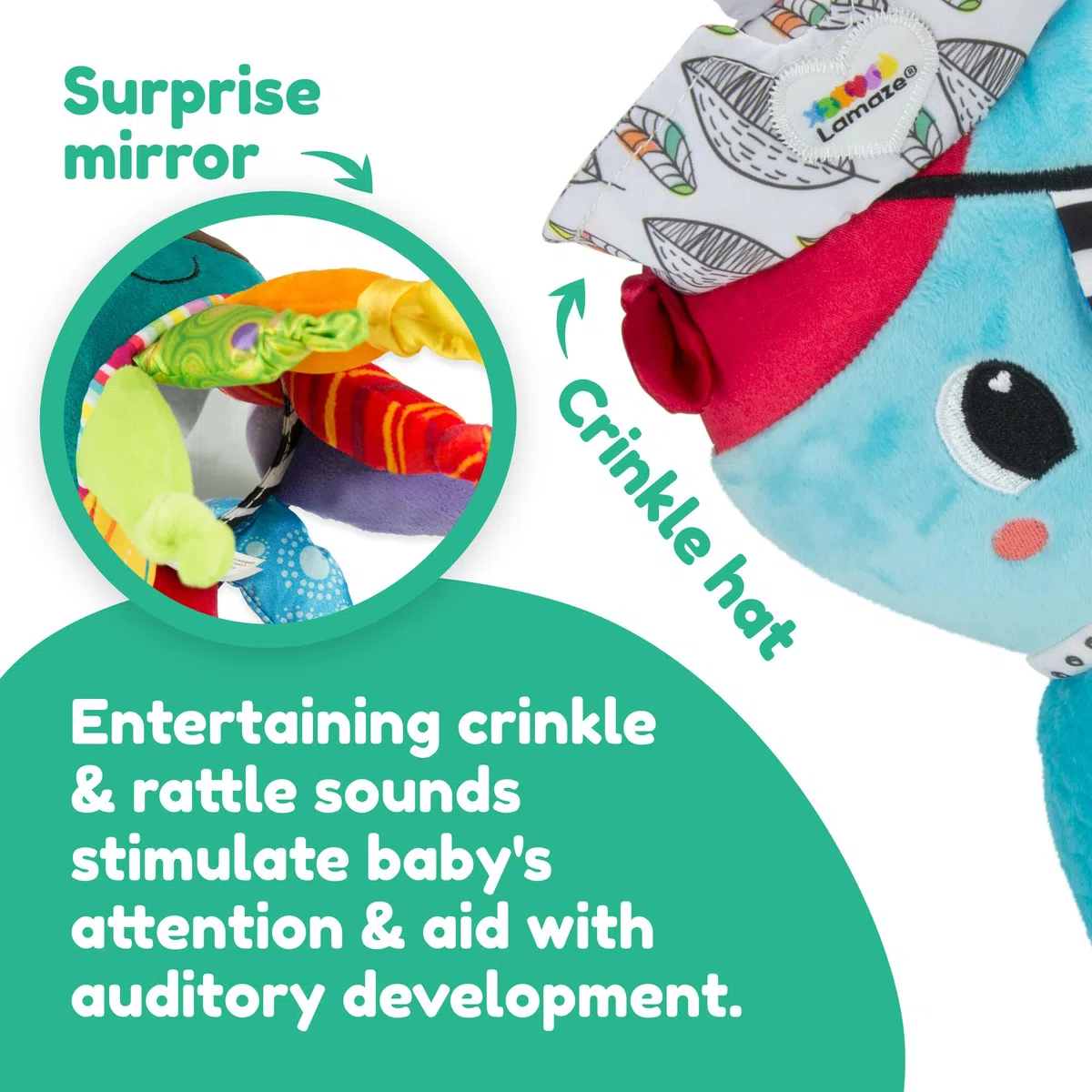Lamaze Captain Calamari, Clip on Pram and Pushchair Newborn Baby Sensory Toy for Babies Boys and Girls from 0 to 6 Months