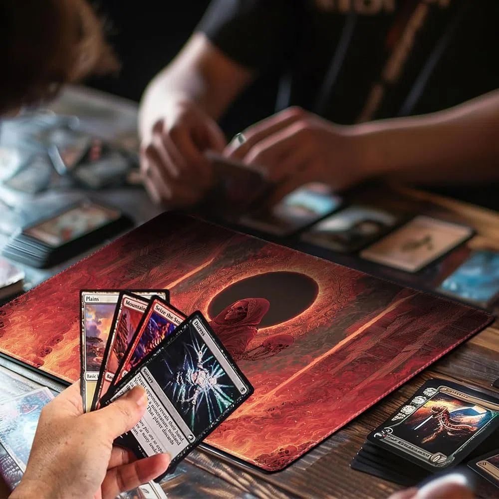 MTG, tappetino da gioco con custodia impermeabile nera, dimensioni 60 x 35 cm, con bordi cuciti MTG, tappetino da gioco con carte collezionabili, tappetino da gioco TCG (senza zona, 11)