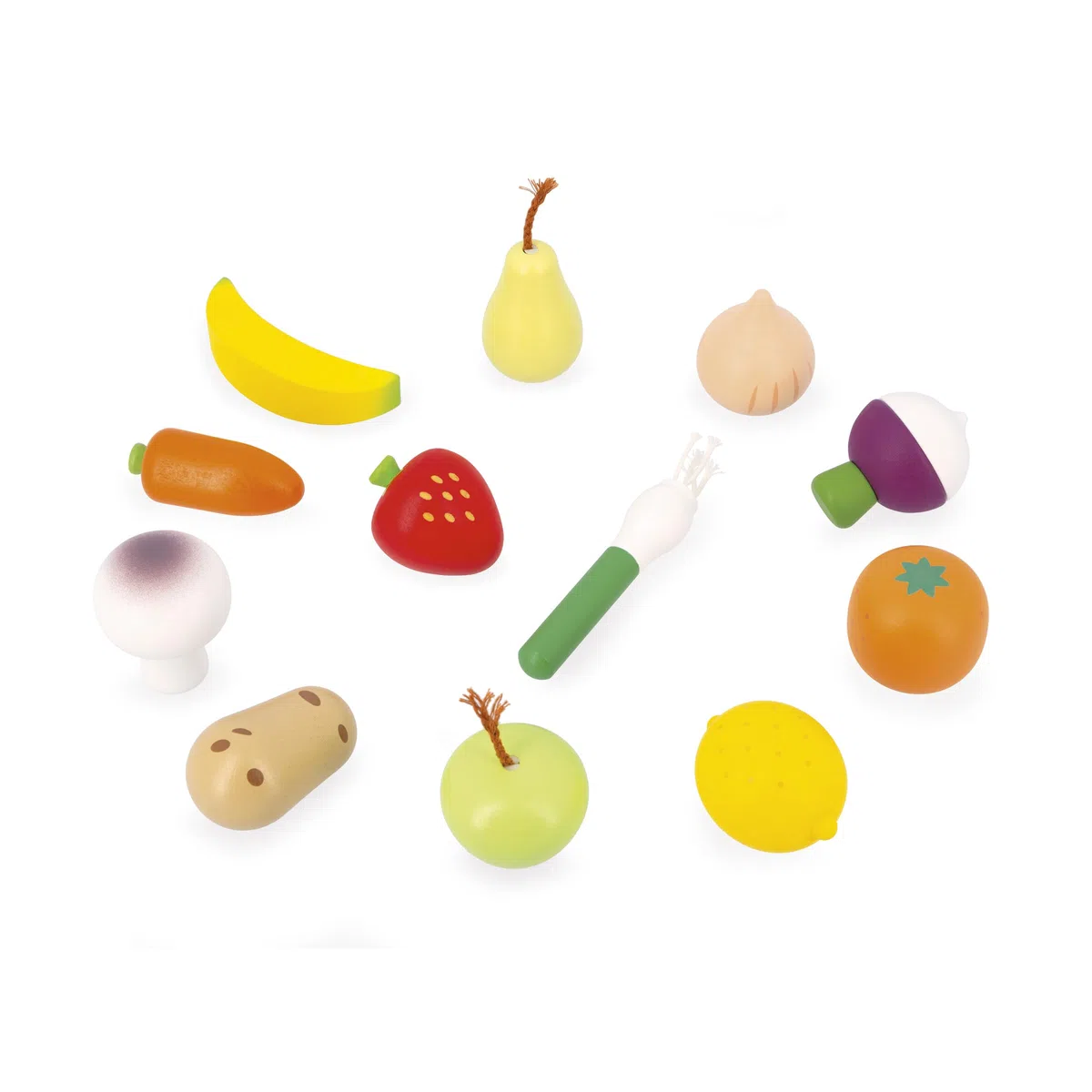Janod Filet de 12 Fruits et Légumes, Sacca in Stoffa, Panier d'imitazione, Complemento Ottime per la Cucina Infantile e da Tavolo, A Partire da 3 Anni, J06639