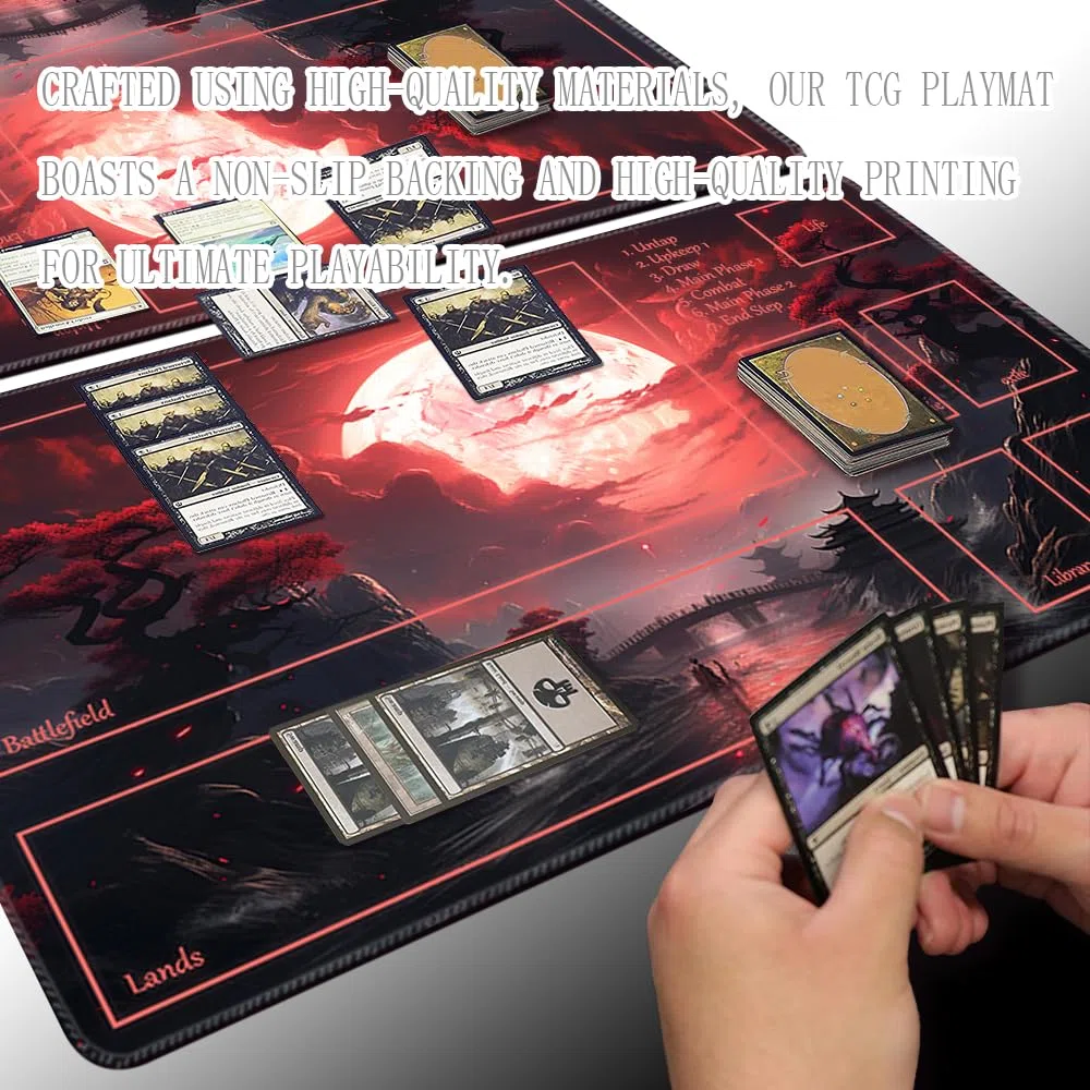 MTG, tappetino da gioco, dimensioni 61 x 35,6 cm, con stampa antiscivolo, ideale per gli appassionati di giochi di carte, tappetino per mouse, motivo: segreti della luna di sangue (mazzo)