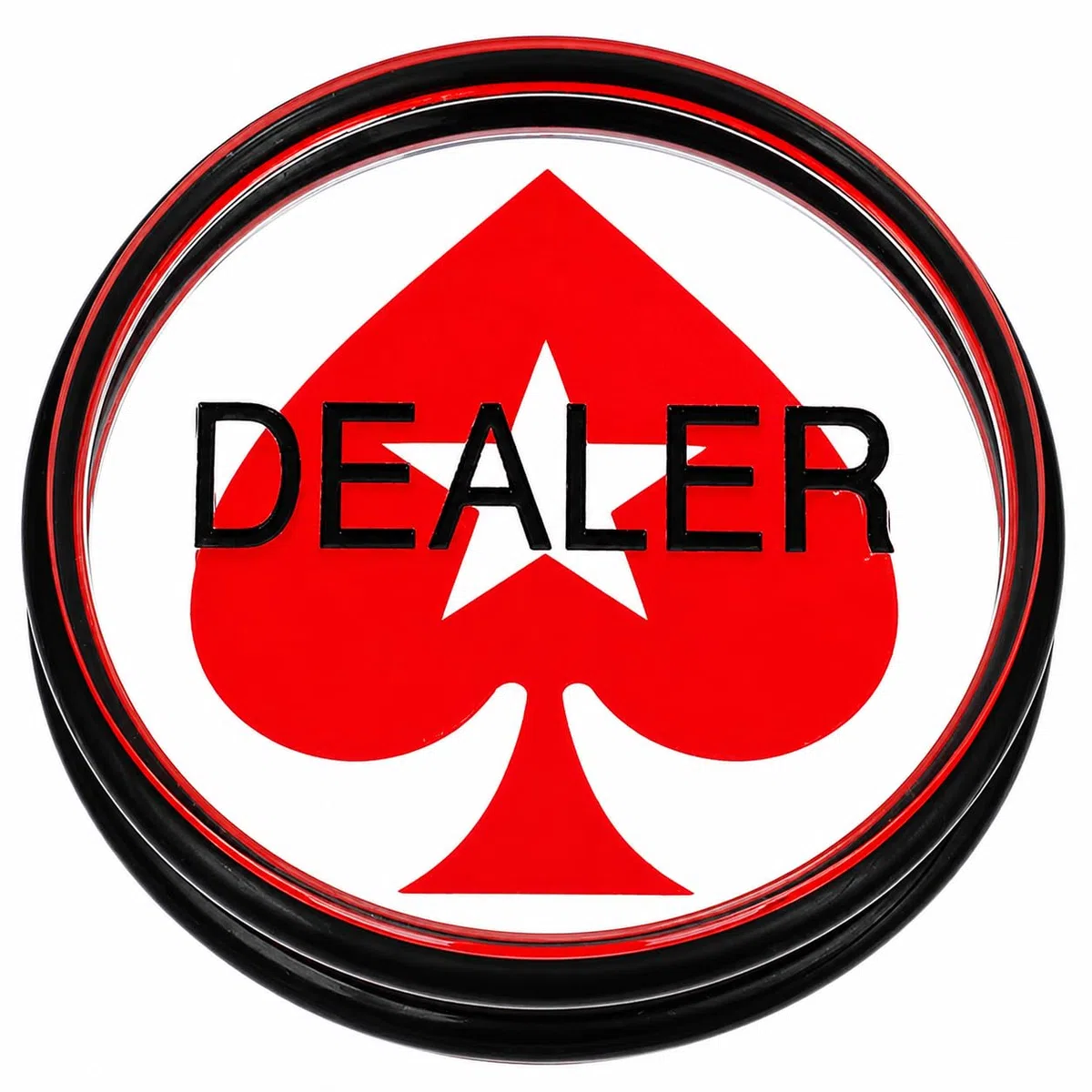 Pulsante da poker, Poker Dealer Button red spade, nero e rosso, realizzato in vetro acrilico premium con gomme protettive, 7,5 cm x 1,8 cm, 80 grammi, attizzatoio di picche rosso Stars
