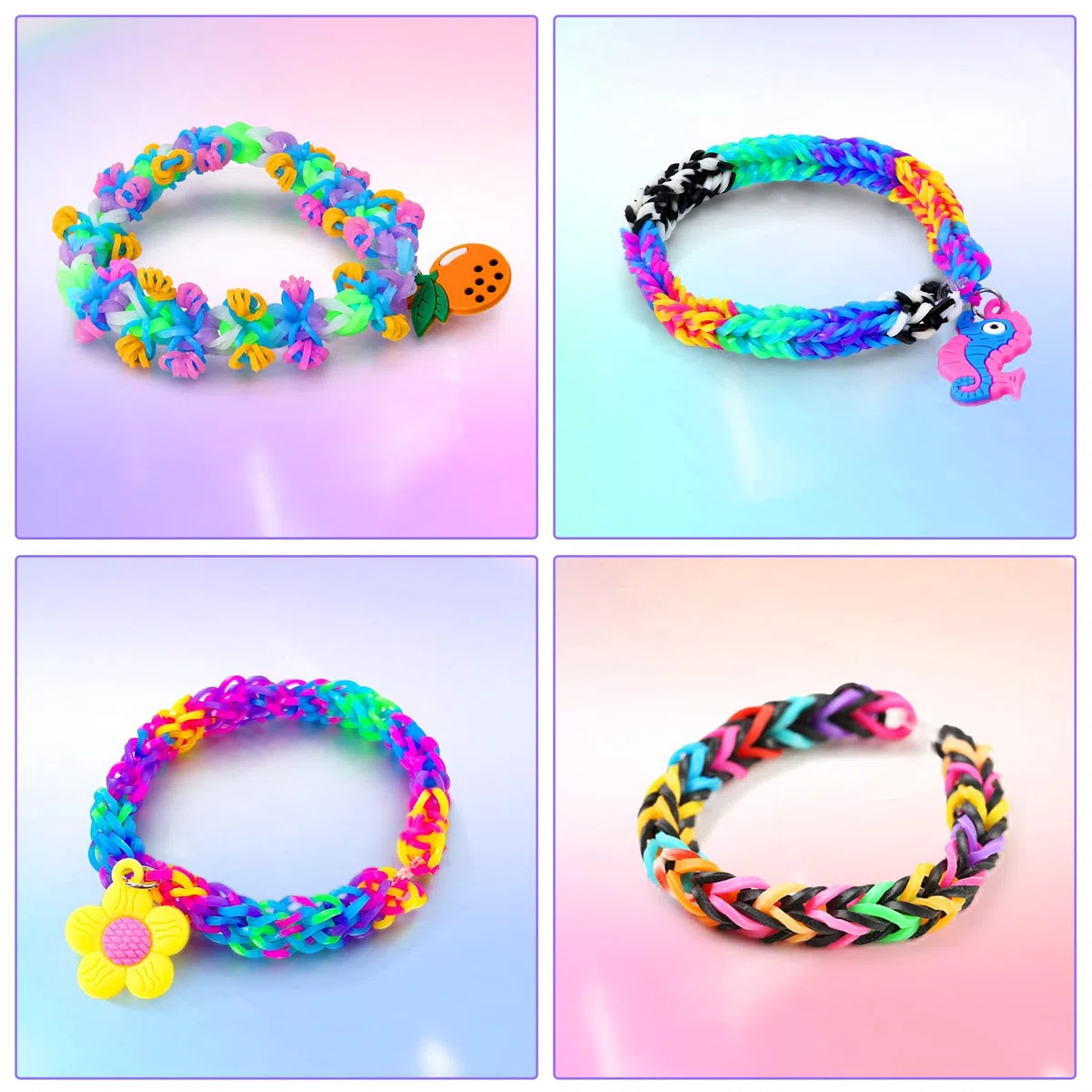ROSHUKG Set di 10000 elastici per bambini, 50 colori, per tessitura, fai da te, regalo