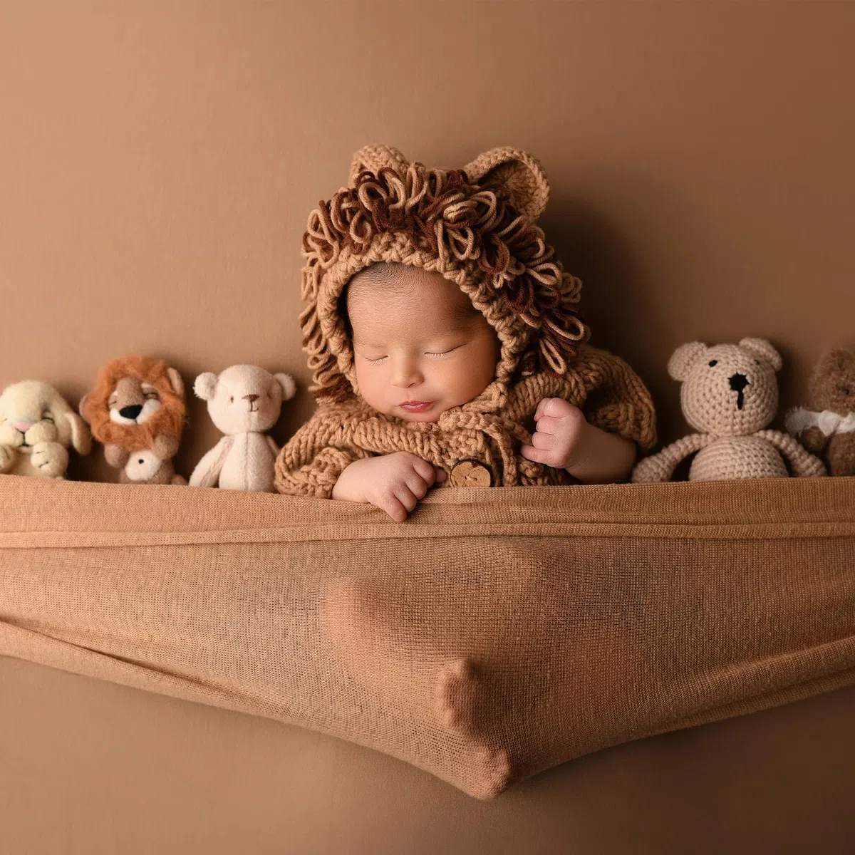Abiti Fotografici Neonati Bambini Uncinetto Lavorato a Maglia Photoshoot Props Animal Costume Set, Tutina Realizzata a Maglia per Neonato, Motivo Leoncino