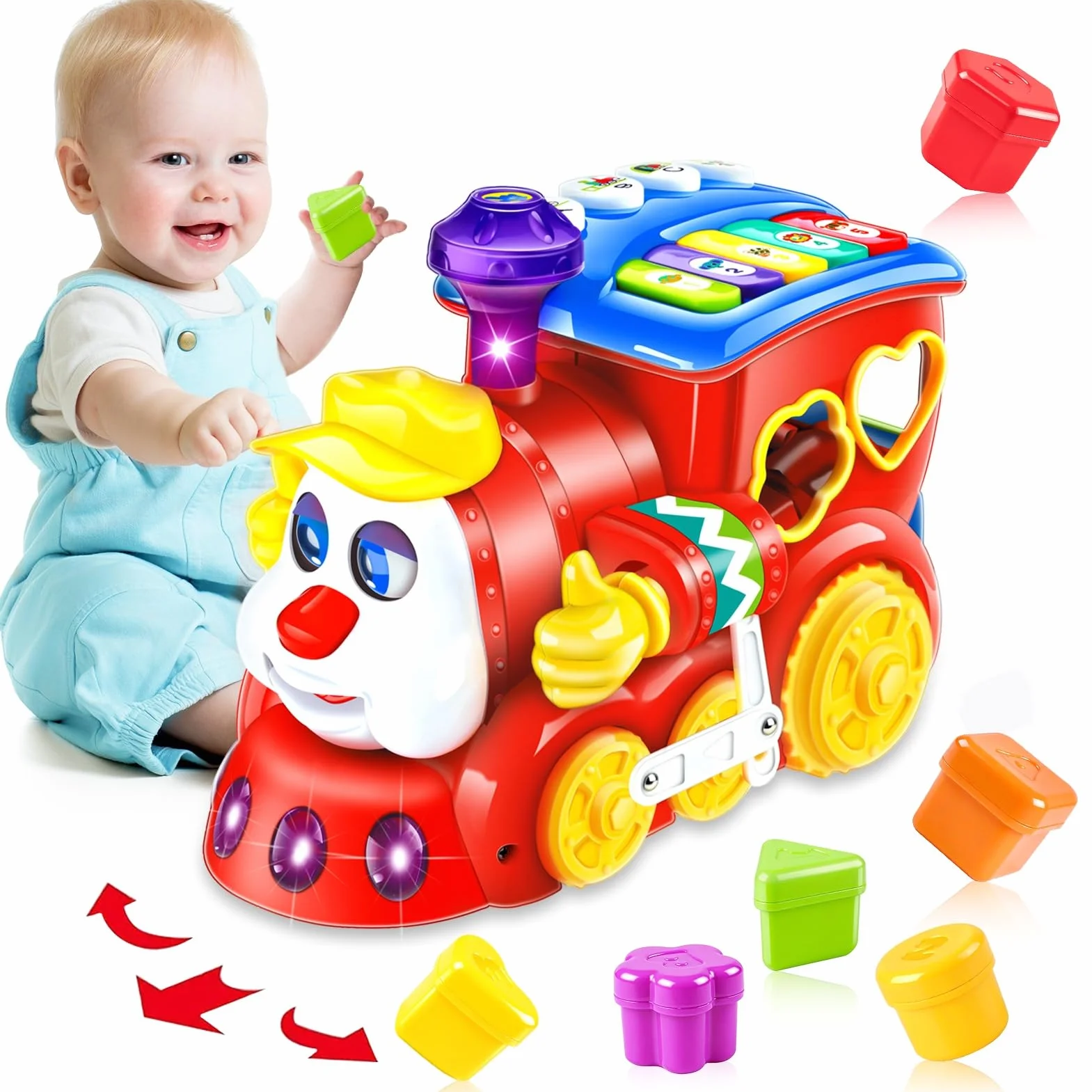 Giochi Bambini 1 2 Anno Treno Musicale Giocattoli Regalo Bambino 1 Anno Educativi l'apprendimento con luci/musicali Compleanno Natale Bambino Bimba Giochi Montessori 1 2 3 Anno Neonato 6 9 12 18 Mesi