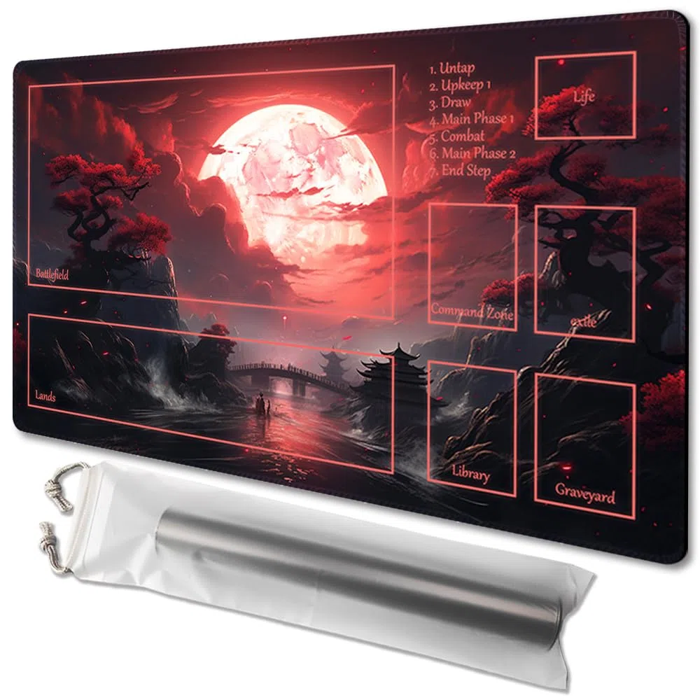 MTG, tappetino da gioco, dimensioni 61 x 35,6 cm, con stampa antiscivolo, ideale per gli appassionati di giochi di carte, tappetino per mouse, motivo: segreti della luna di sangue (mazzo)