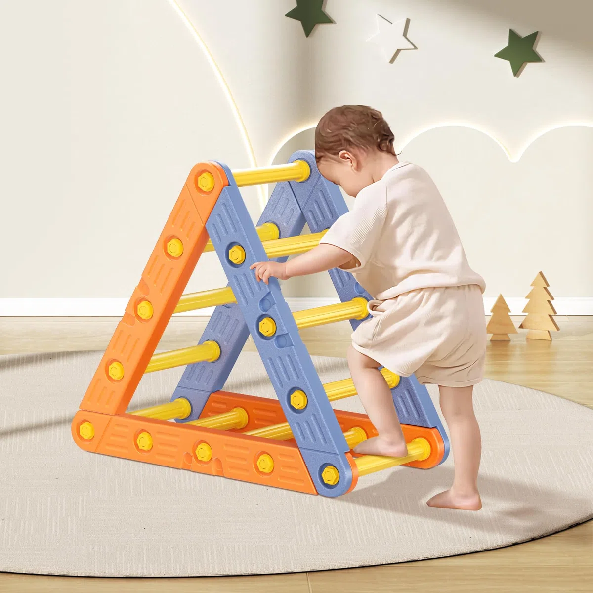 Telaio da arrampicata per i più piccoli,Telaio da arrampicata in plastica,Telaio da arrampicata triangolare,Palestre della giungla indoor per i più piccoli