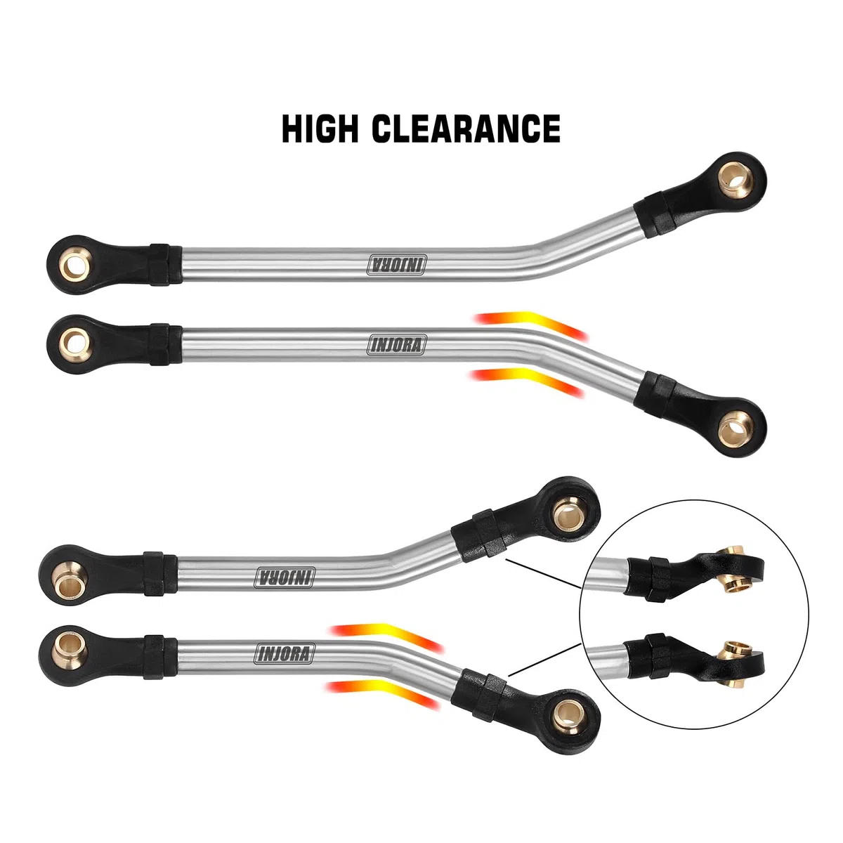 INJORA Acciaio Inossidabile Gioco Elevato Set di Collegamenti dello Chassis per 1/18 RC Crawler TRX4M High Trail K10 F150