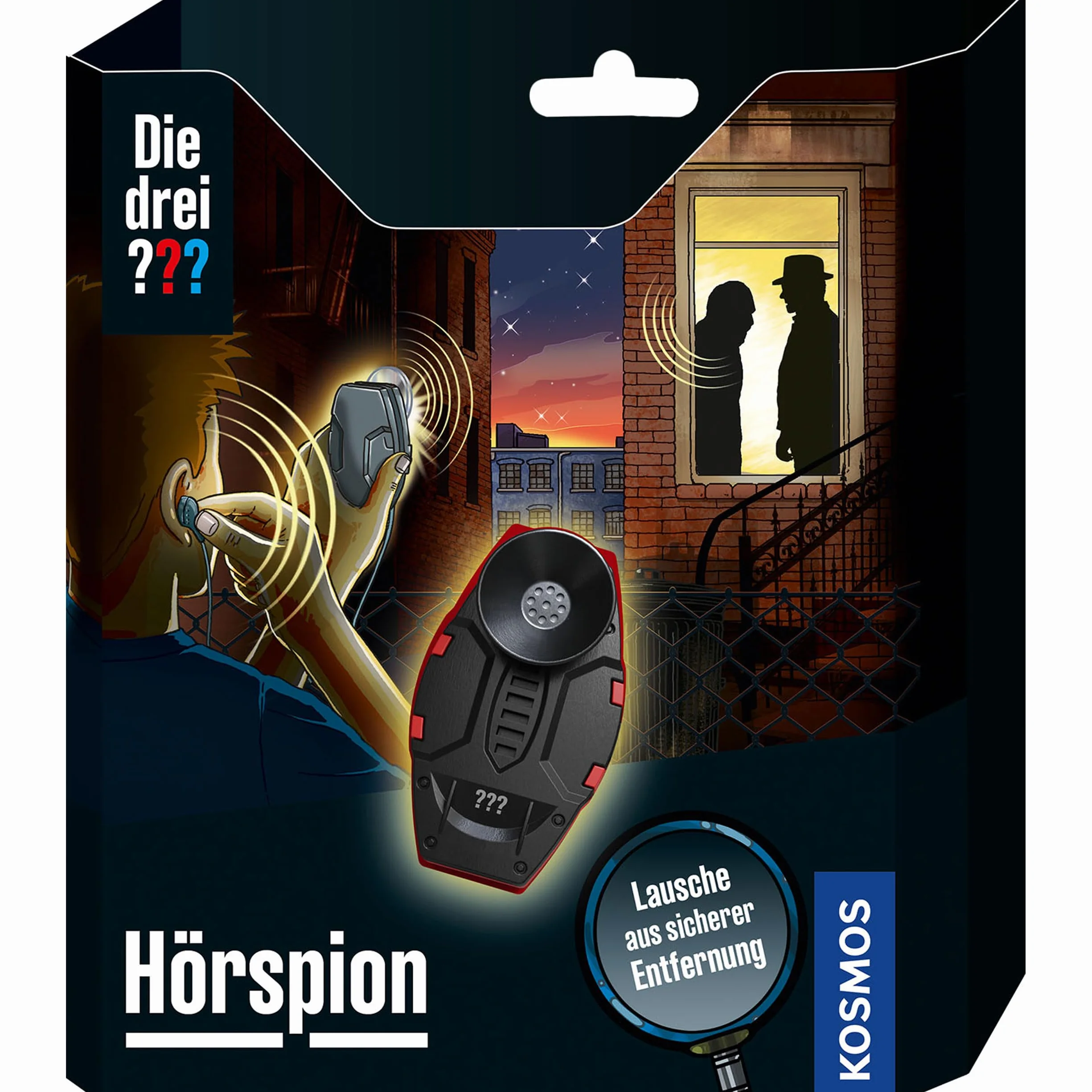 Kosmos Die DREI Spioncino Acustico 632496, Detective Gadget, Giocattoli Detective, Attrezzature Agente per Bambini da 8 Anni, i Tre Punti interrogativi Giocattoli, Attrezzature Detective, Set