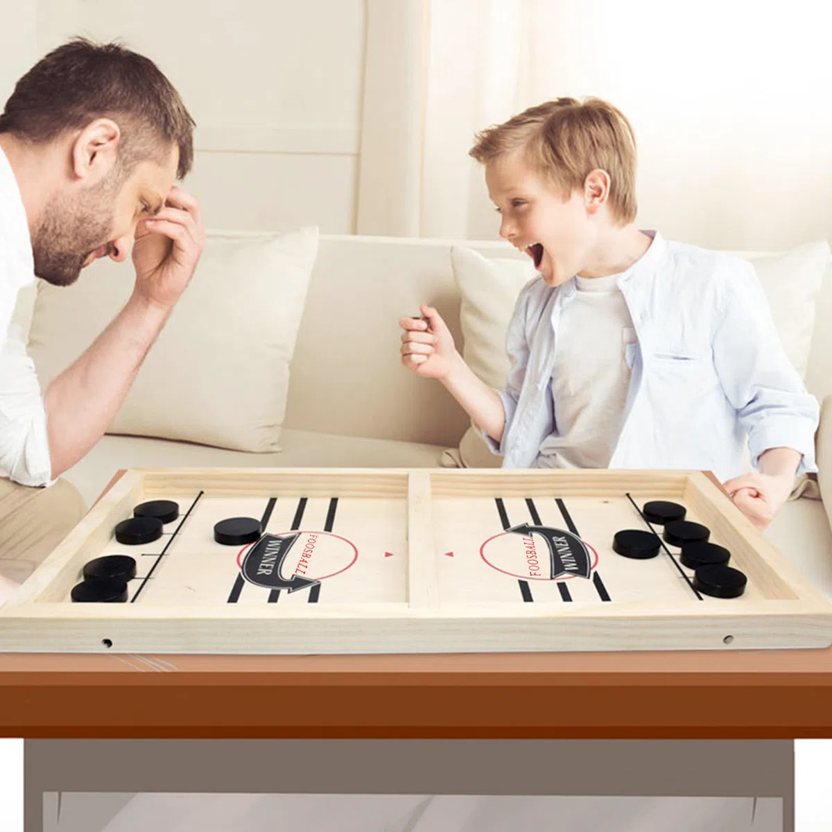 Gioco da Tavolo Hockey,Hockey Tavolo in Legno Gioco Veloce Del Disco Da Fionda,Gioco Da Hockey Con Fionda, Divertente Gioco Da Tavolo Hockey Su Ghiaccio Gioco Giocattolo Interattivo Genitore-Figlio