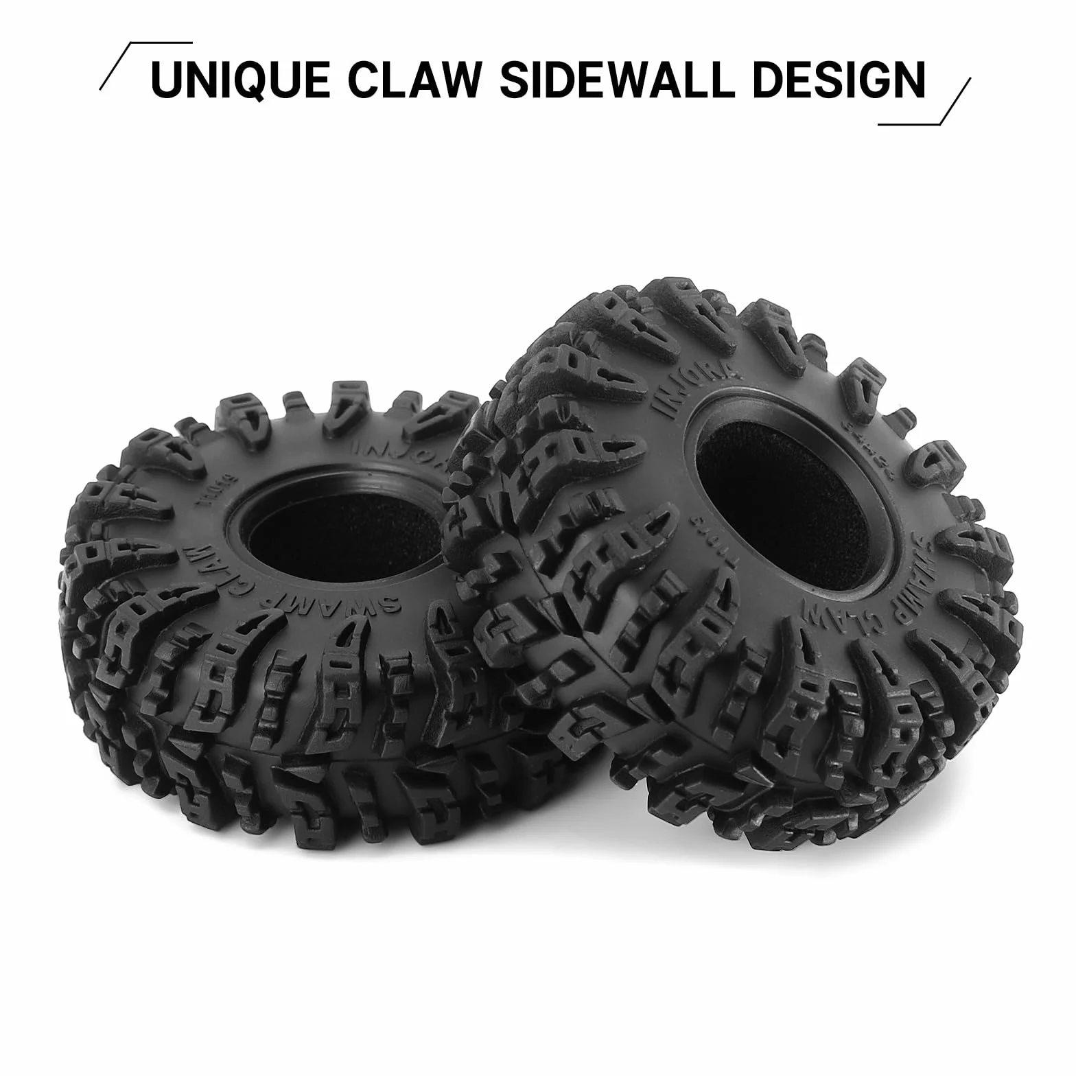 INJORA 1.0 Pneumatici - S5 Swamp Claw Mud Terrain Pneumatici per TRX4M AX24 SCX24 FCX24 1/18 1/24 RC Crawler Auto, 64 * 24mm,T1019