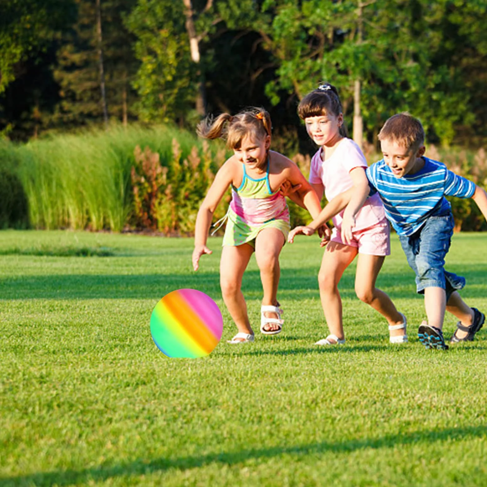 Gukasxi 3 Pezzi Palla Gonfiabile Spiaggia con pompa, Palline da Spiaggia Arcobaleno Palla Morbida PVC Bambini per Bambini Adulti Interni Esterni Spiaggia Piscina